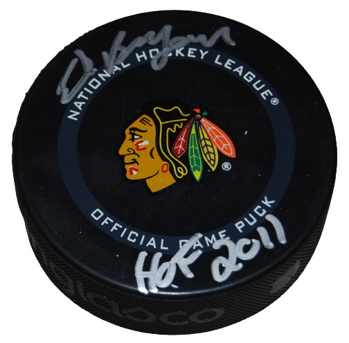 ED BELFOUR signed (CHICAGO BLACKHAWKS) Official game hockey puck BECKETT BG93687
