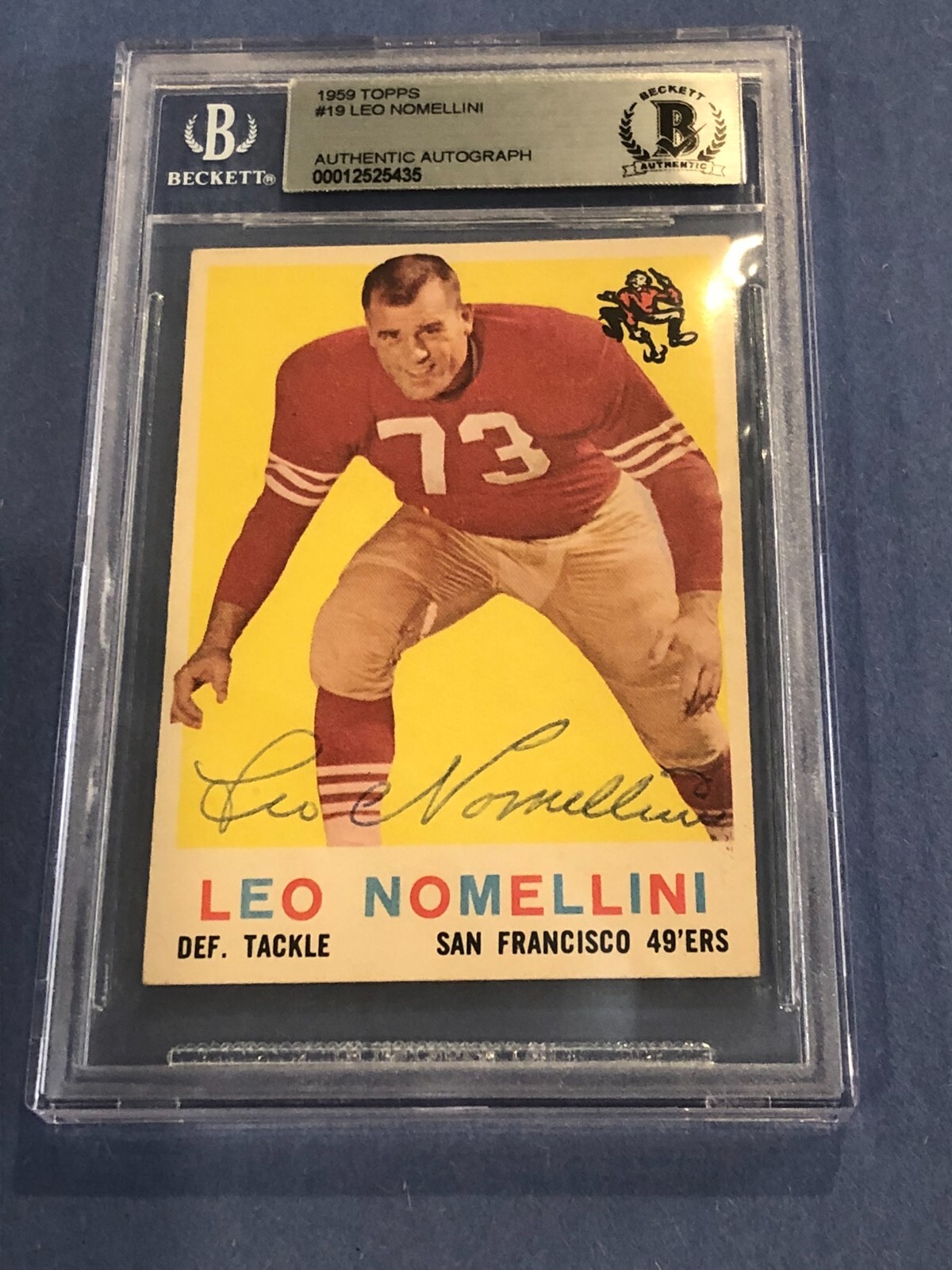 LEO NOMELLINI Signed 1959 TOPPS Card #19 Beckett Authenticated (BAS)