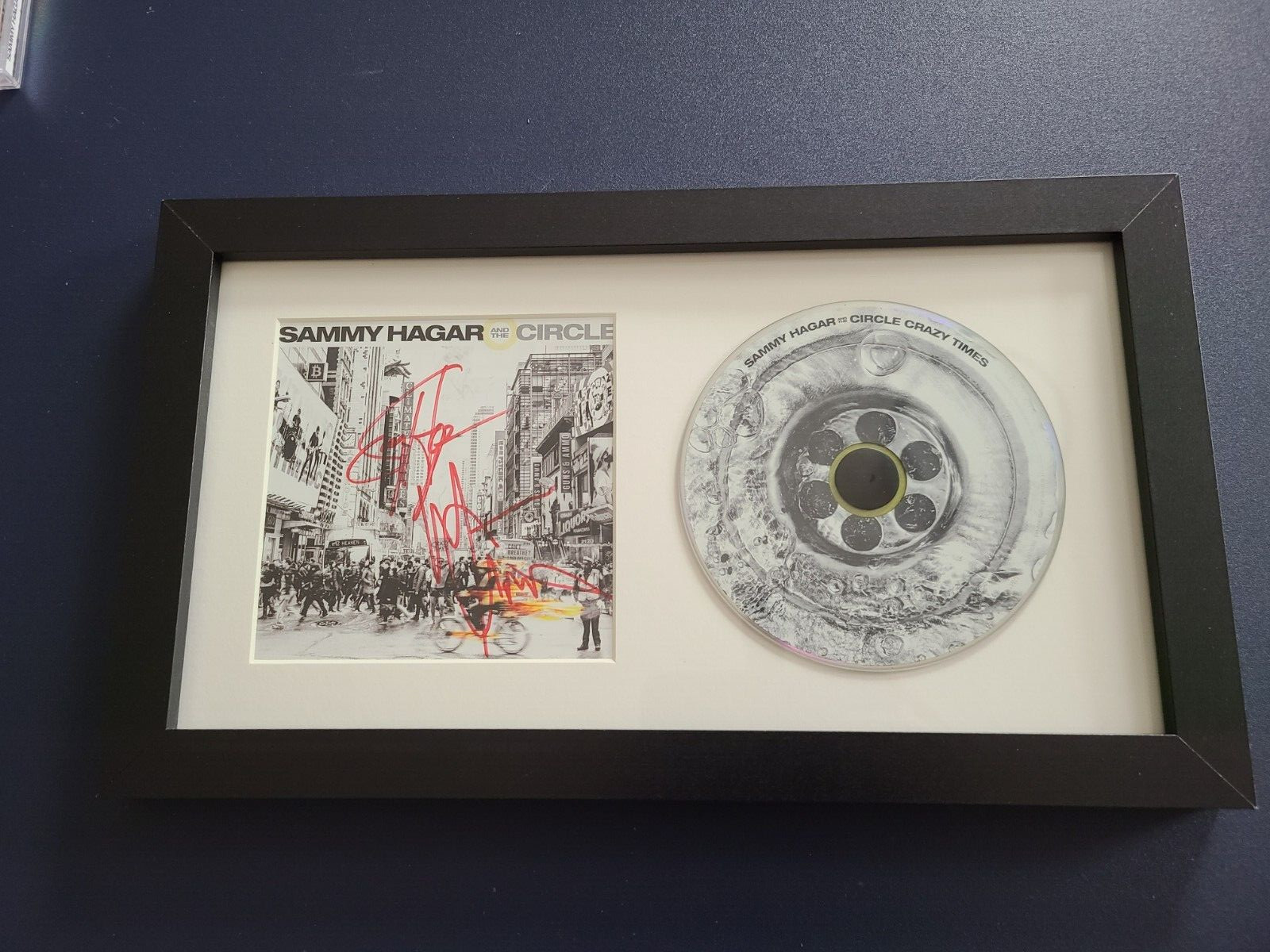 SAMMY HAGAR and MICHAEL ANTHONY signed CRAZY TIMES Framed & Matted CD Booklet