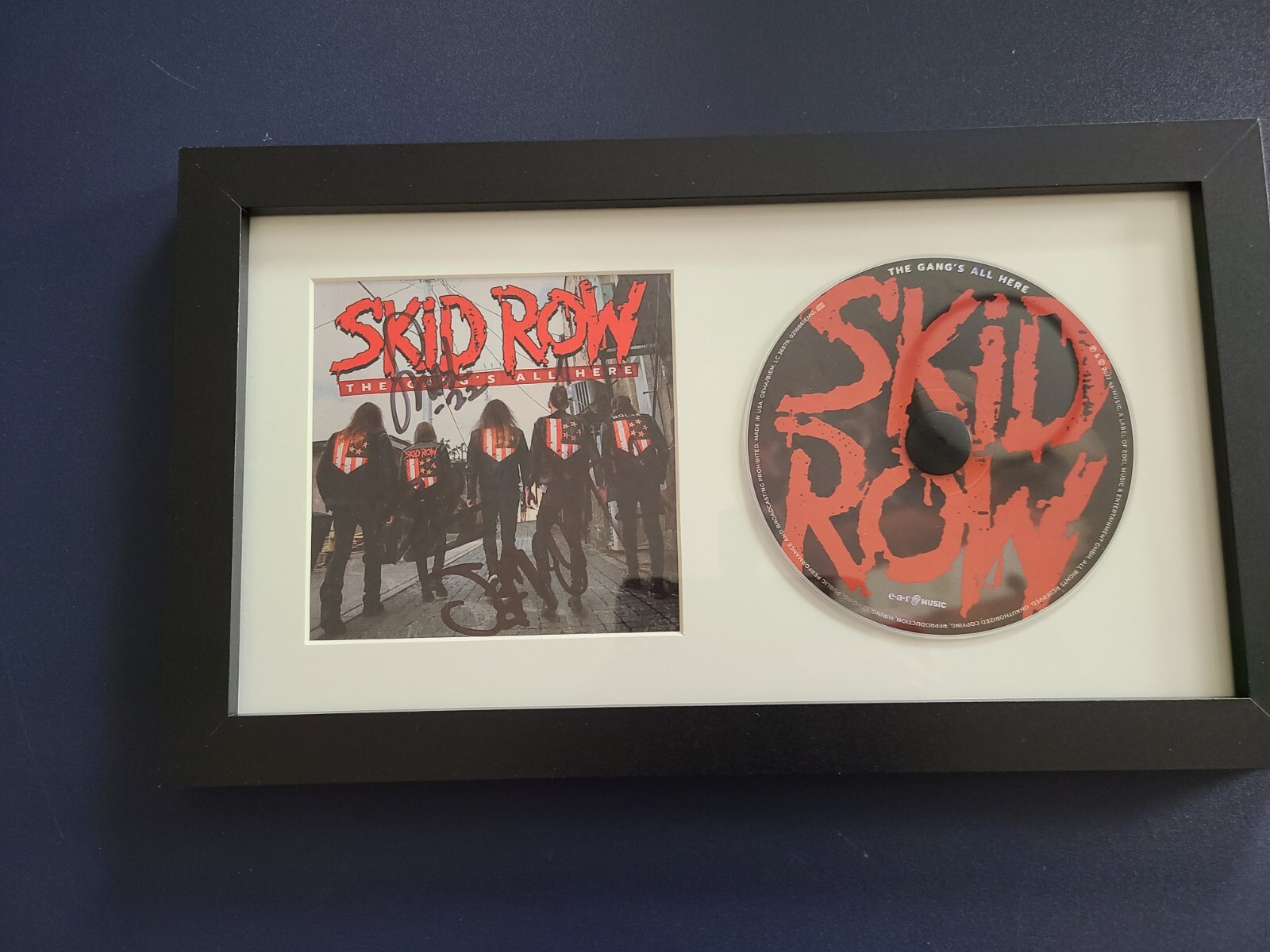 SKID ROW signed THE GANG'S ALL HERE Framed and Matted CD Insert Booklet