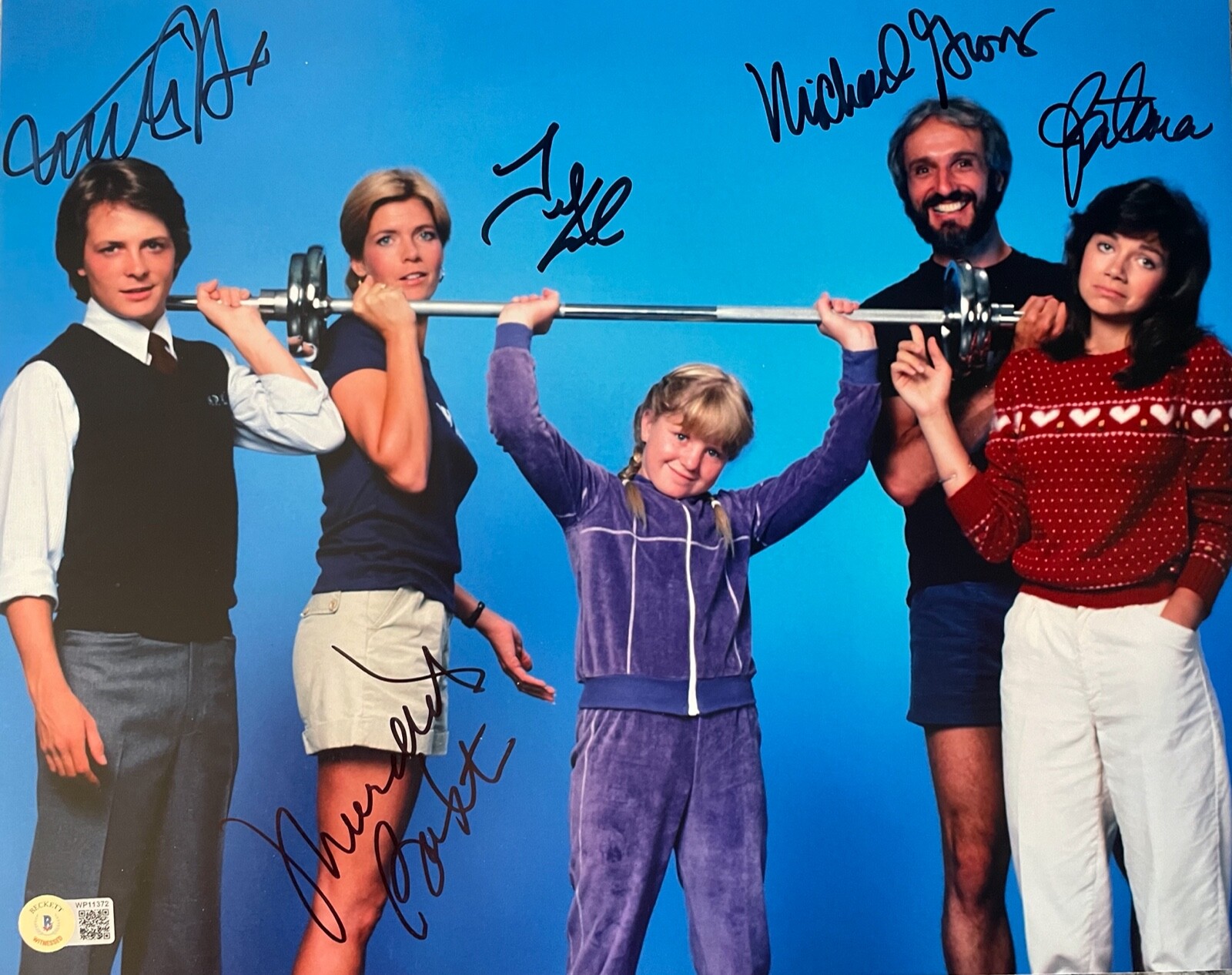 FAMILY TIES MICHAEL J. FOX GROSS BAXTER +2 Signed Autograph 11X14 Photo JSA LOA