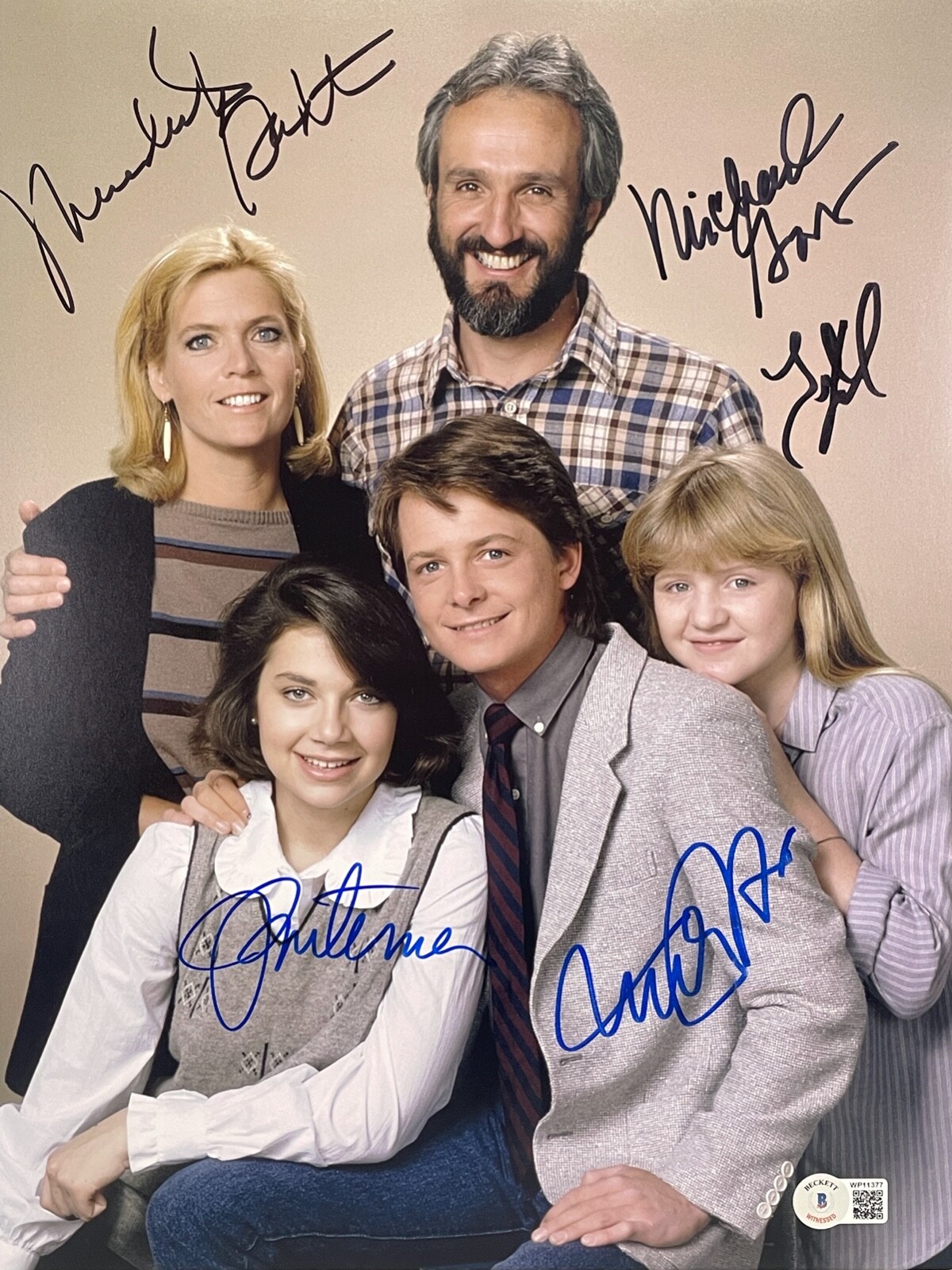 FAMILY TIES MICHAEL J. FOX GROSS BIRNEY +2 Signed Autograph 11X14 Photo JSA LOA