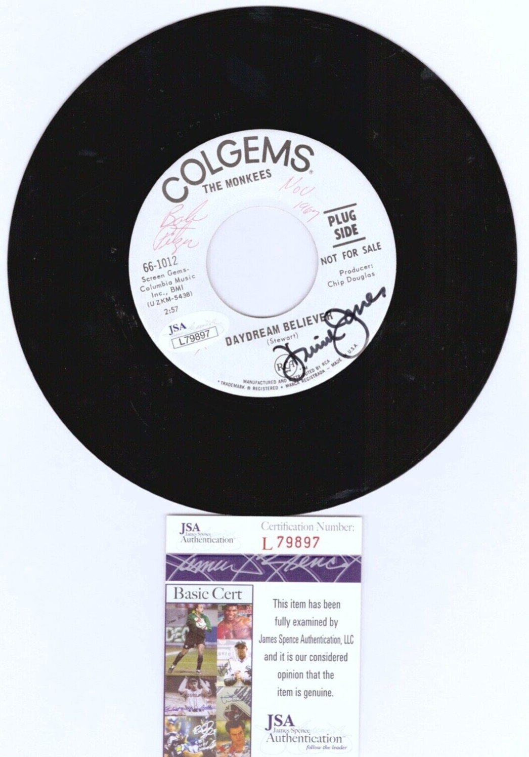 DAVY JONES Signed Auto Rare Promo 45 