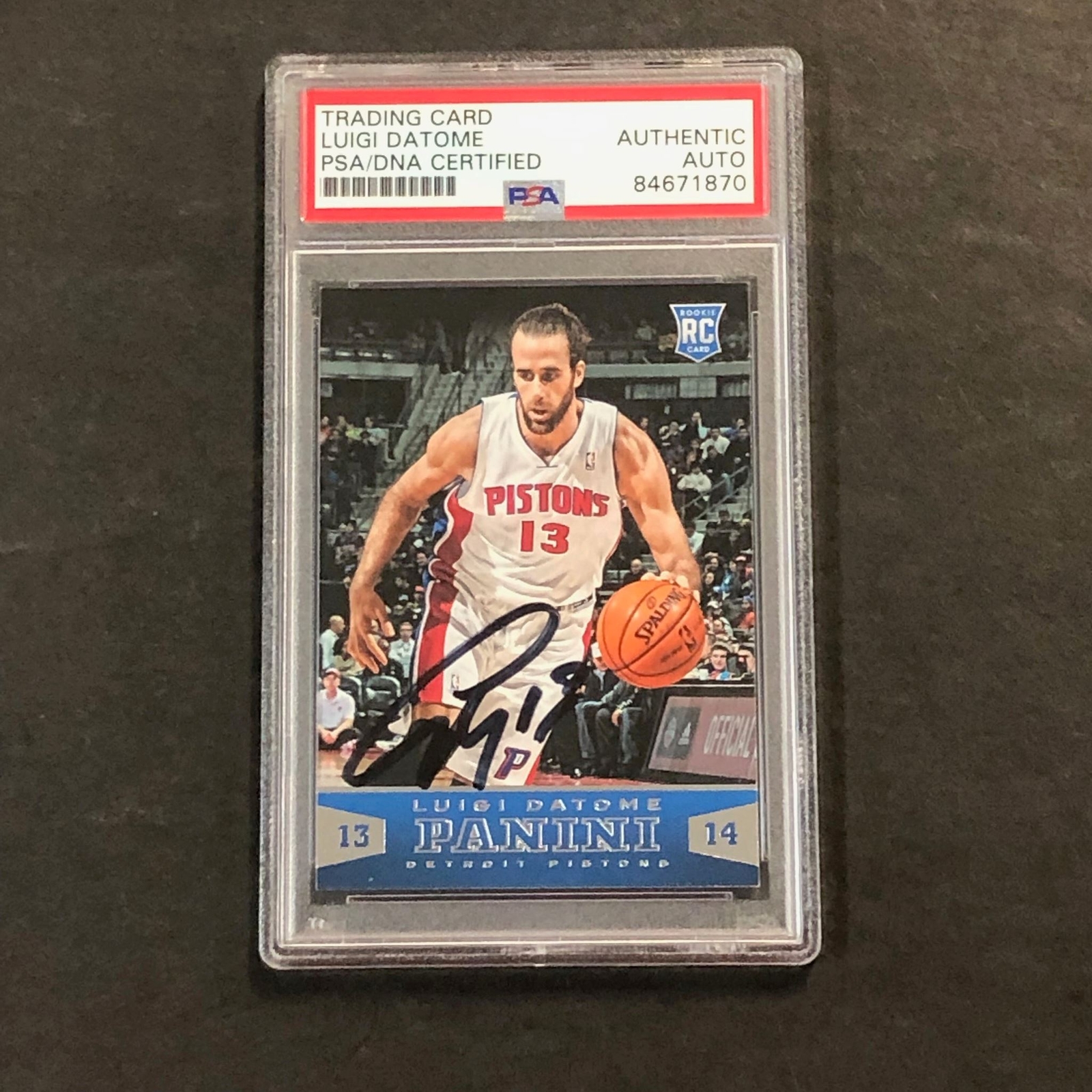 2013-14 Panini #180 Luigi Datome Signed Card PSA Slabbed RC Pistons