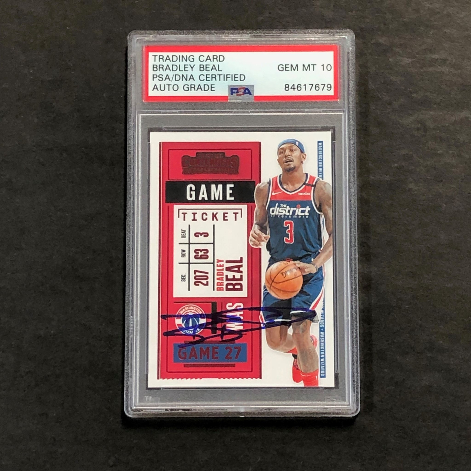 2020-21 Panini Contenders #18 Bradley Beal Signed Card AUTO 10 PSA Slabbed Wizar