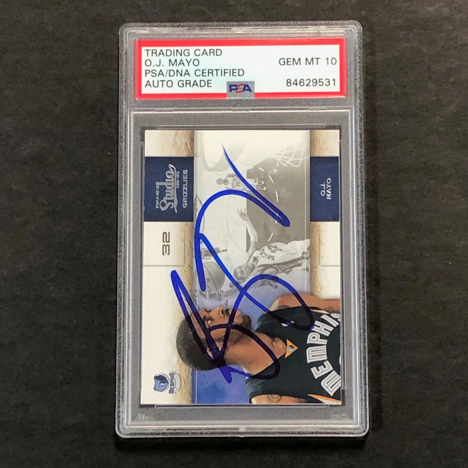 2009-10 Panini Studio #38 O.J. Mayo Signed Card AUTO 10 PSA Slabbed Mavericks