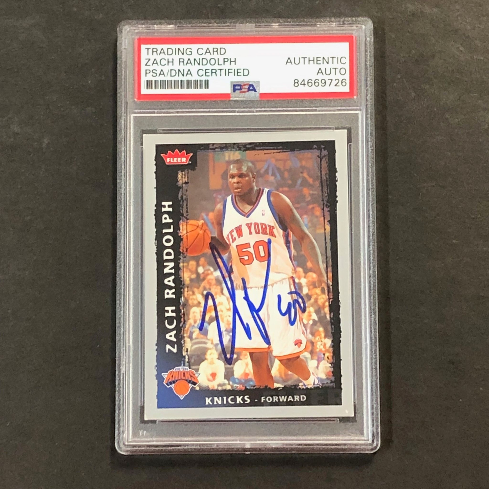 2008-09 Fleer #91 Zach Randolph signed Card PSA Slabbed Knicks