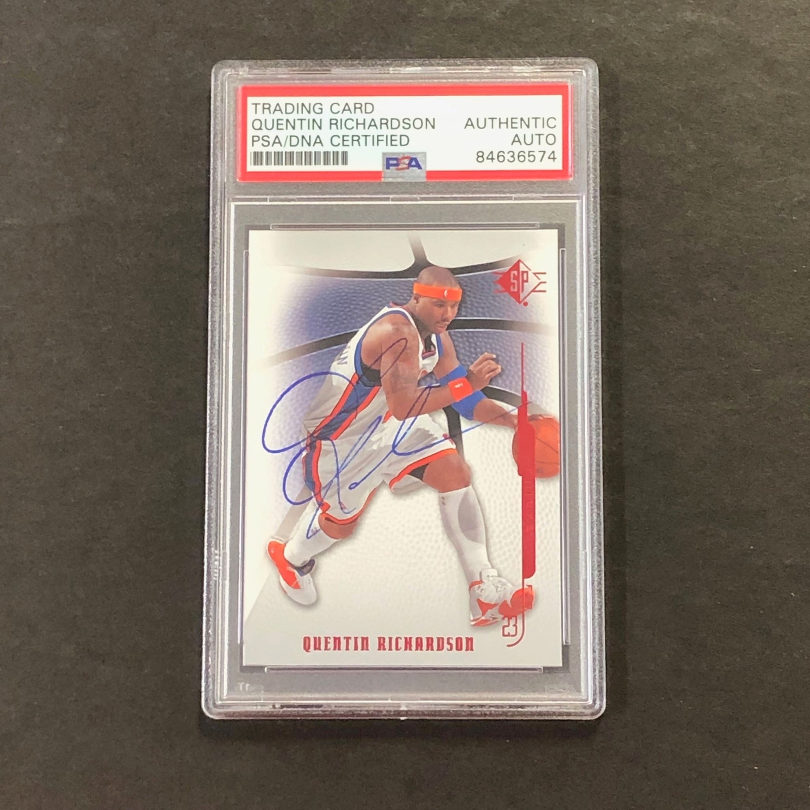 2008-09 Upper Deck #124 Quentin Richardson Signed Card AUTO 10 PSA Slabbed Knick