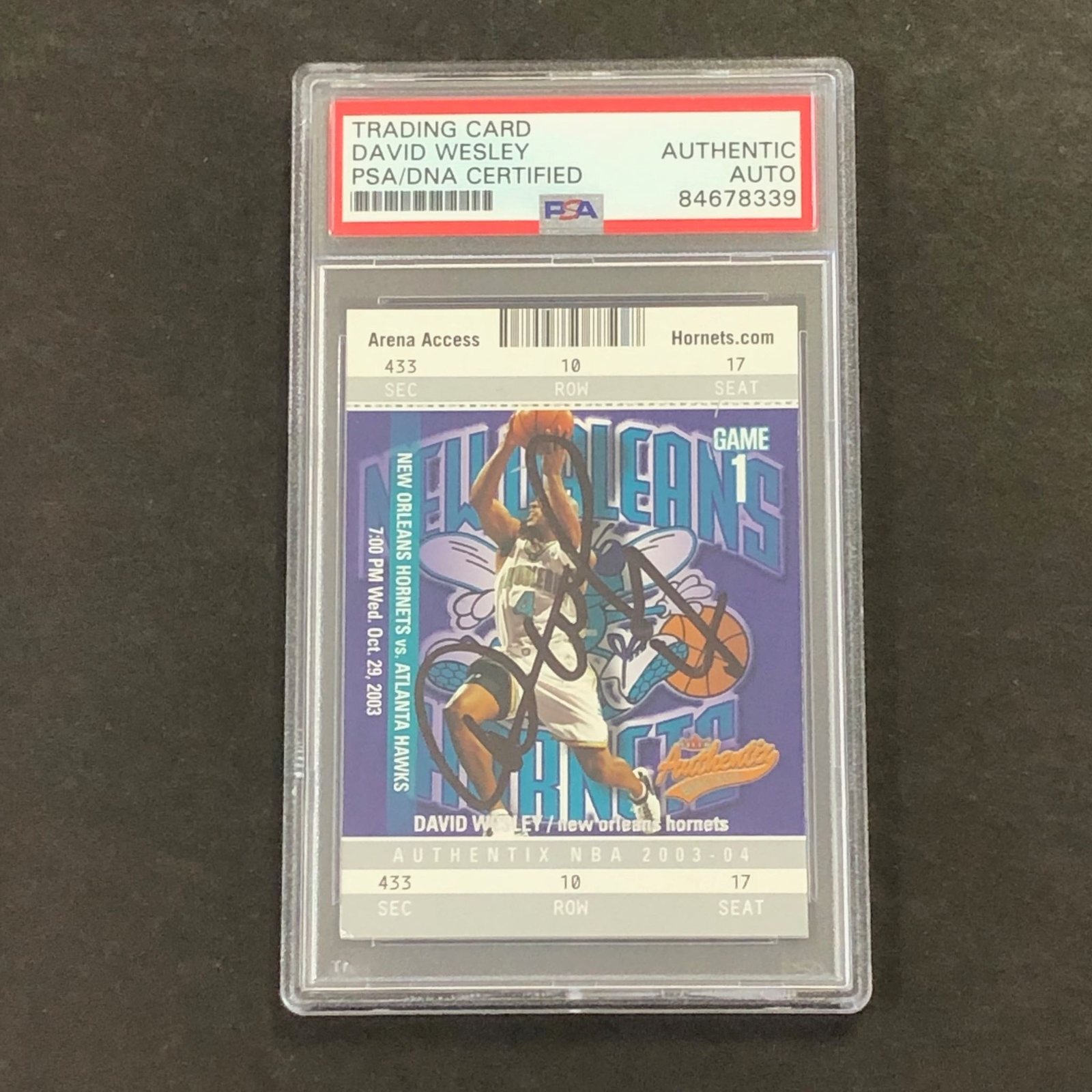 2003-04 Fleer Skybox #2 David Wesley Signed Card PSA Slabbed Hornets