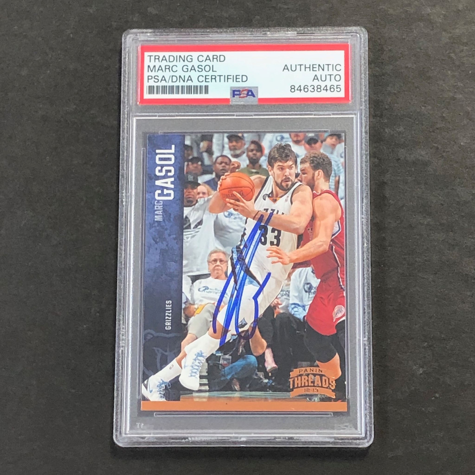 2012-13 Panini Threads #73 Marc Gasol Signed Card AUTO PSA Slabbed Grizzlies