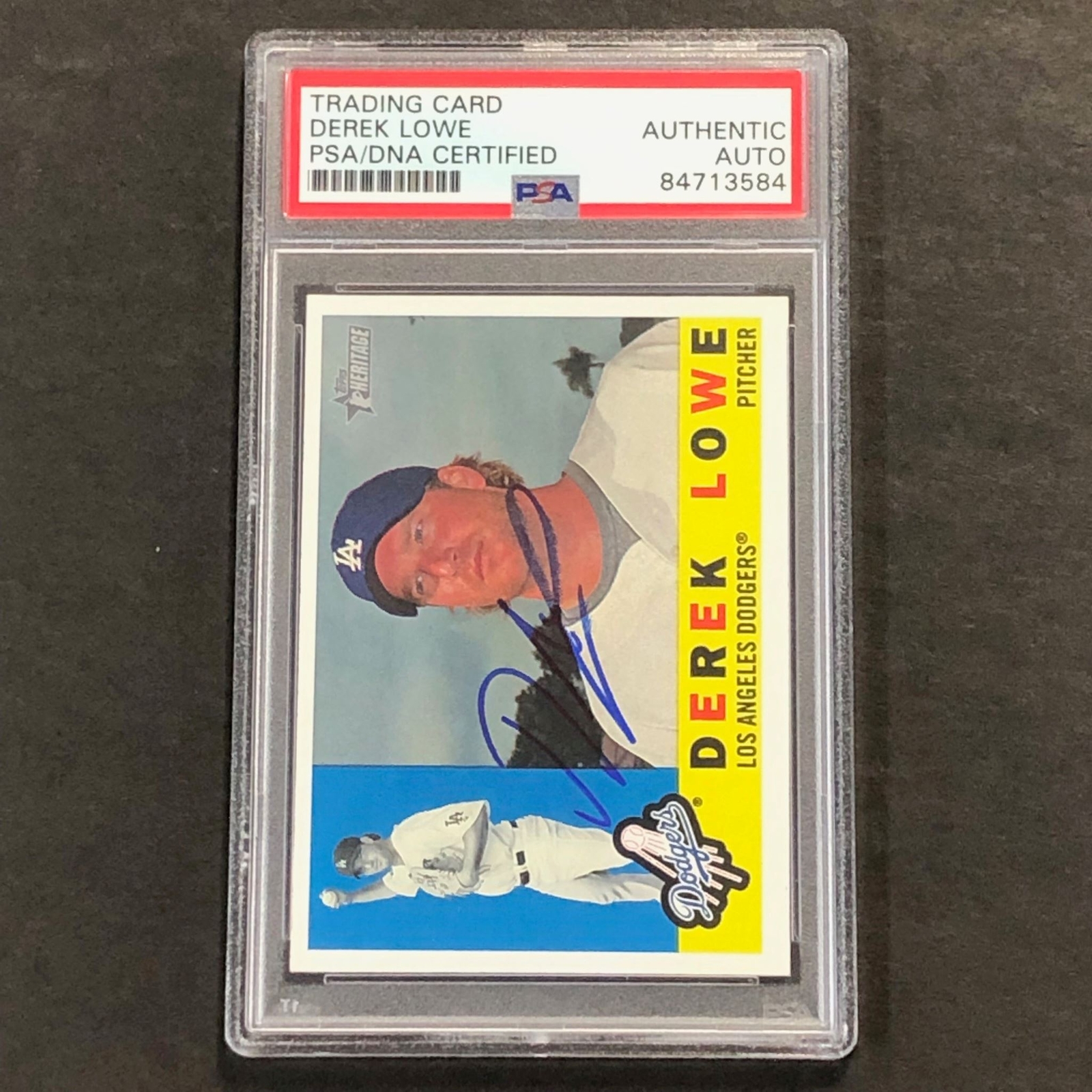 2008 Topps Heritage #475 Derek Lowe Signed Card PSA Slabbed Auto Dodgers