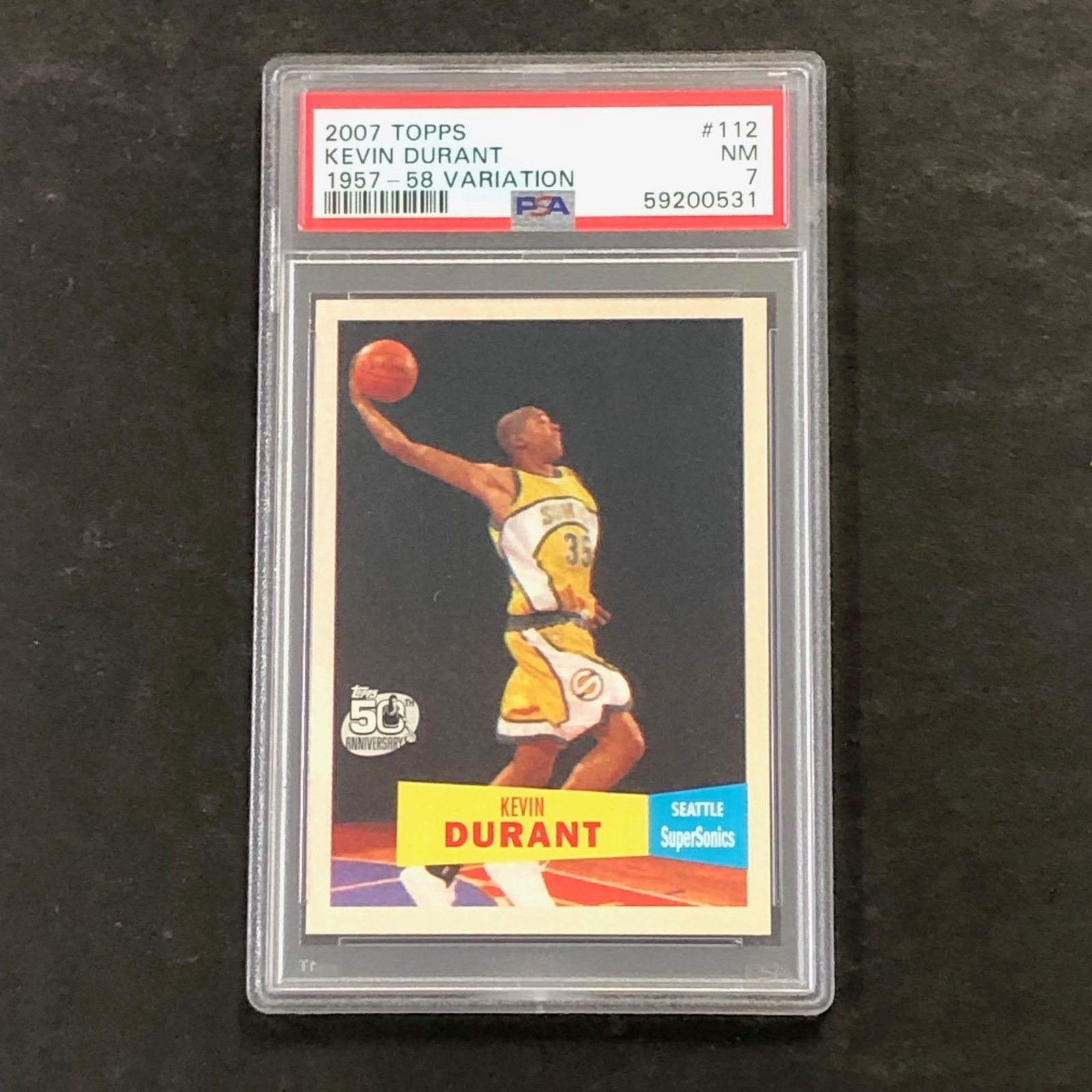 2007 Topps #112 Kevin Durant PSA 7 NM 1957-58 Variation