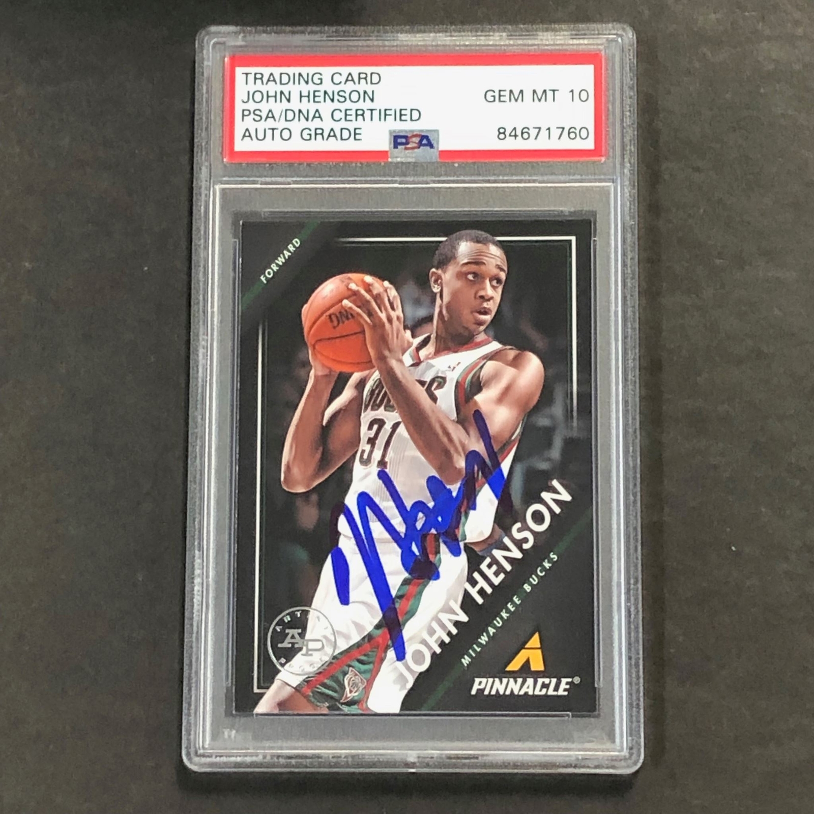 2013-14 Panini Pinnacle #174 John Henson Signed Card AUTO GRADE 10 PSA Slabbed B