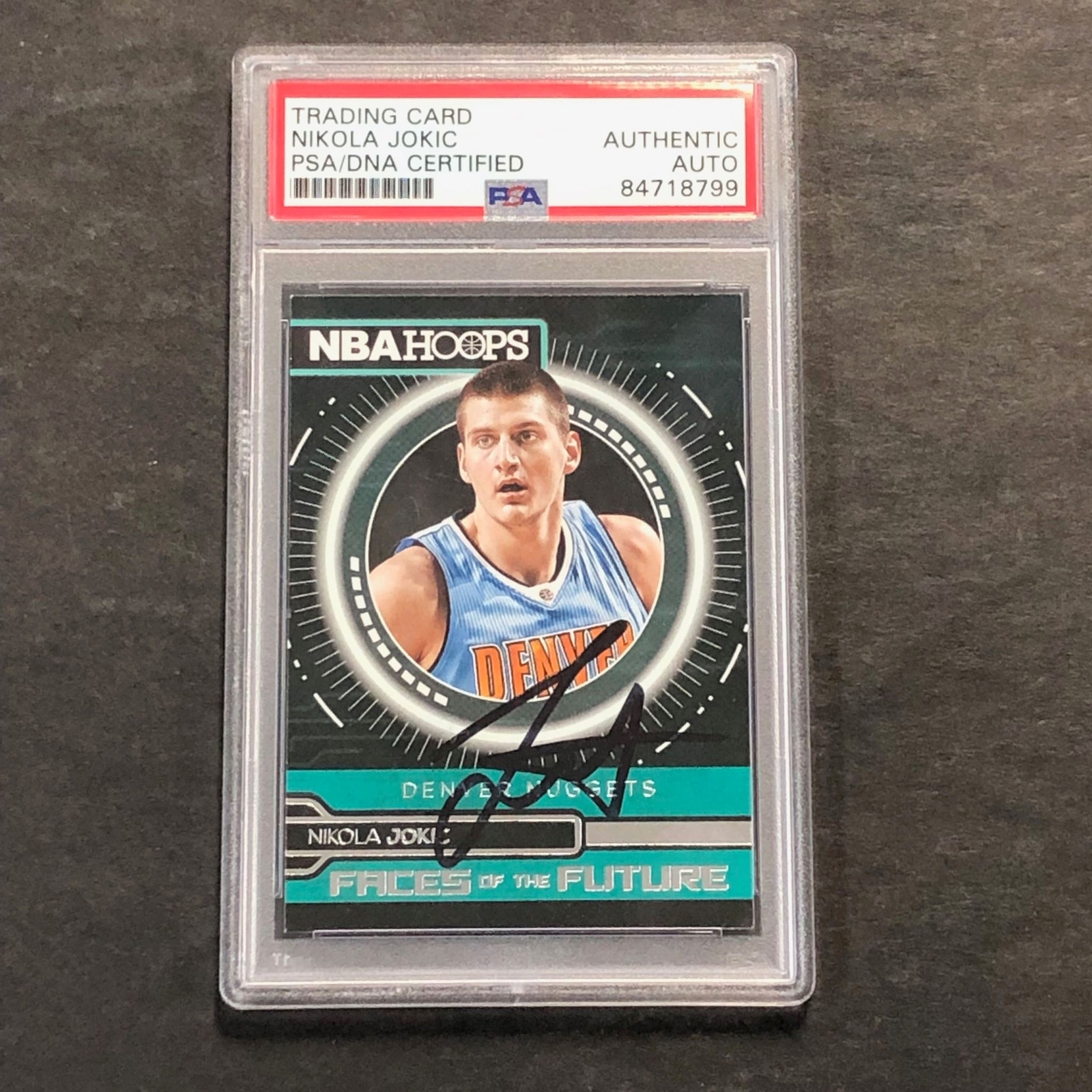2016-17 NBA Hoops Faces of the Future #12 Nikola Jokic Signed PSA Slabbed Nugget