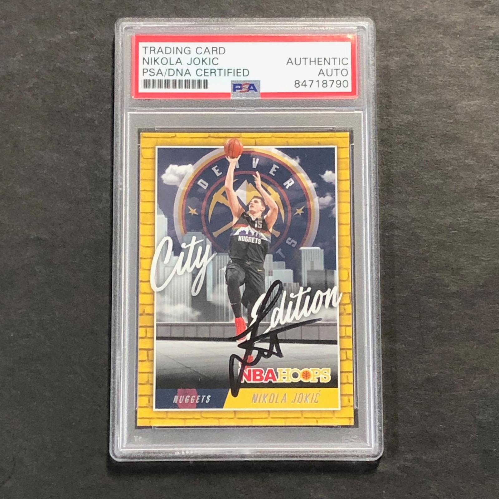 2020-21 NBA Hoops City Edition #8 Nikola Jokic Signed Card PSA Slabbed Nuggets