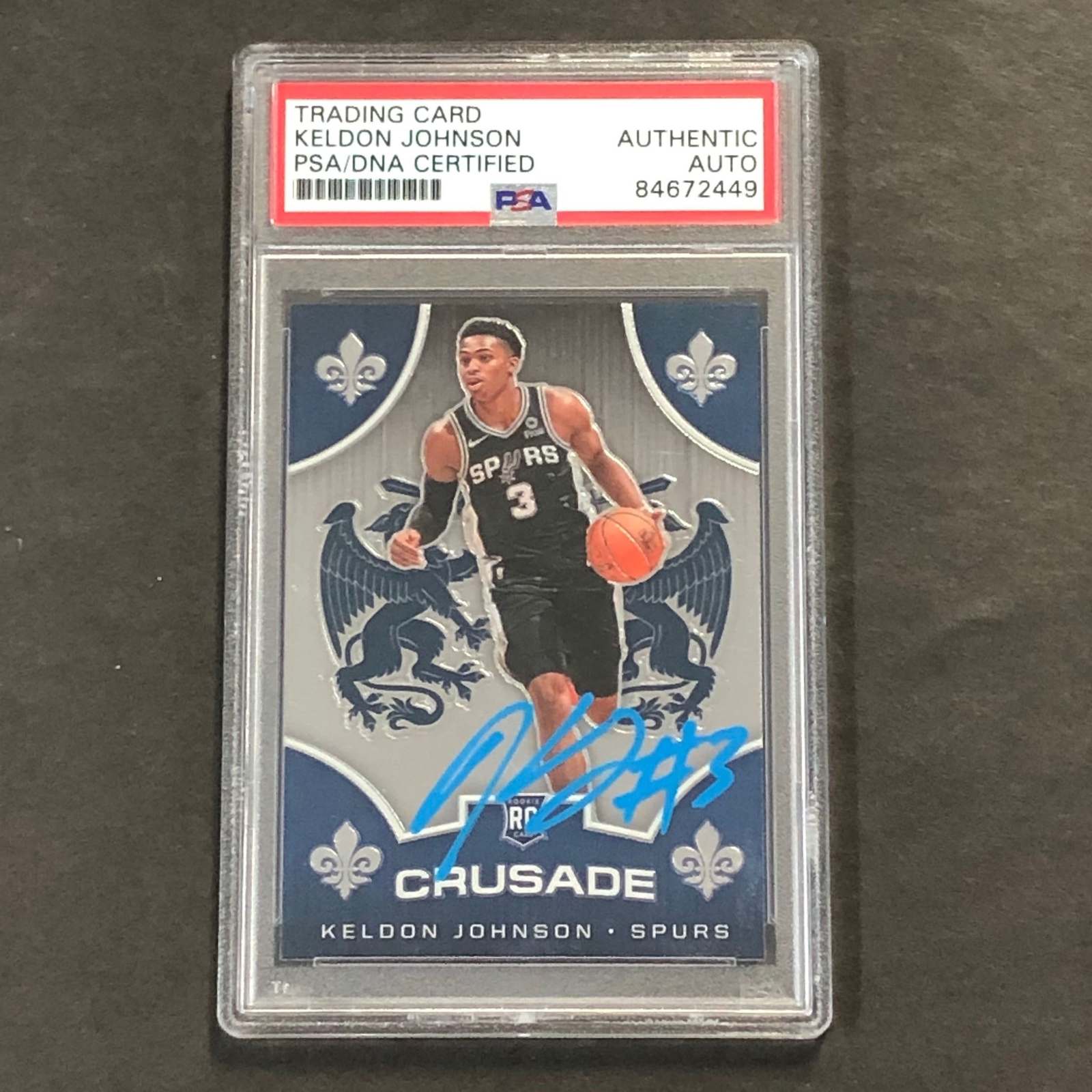 2019-20 Panini Chronicles Crusade #519 Keldon Johnson Signed Card Auto PSA Slabb