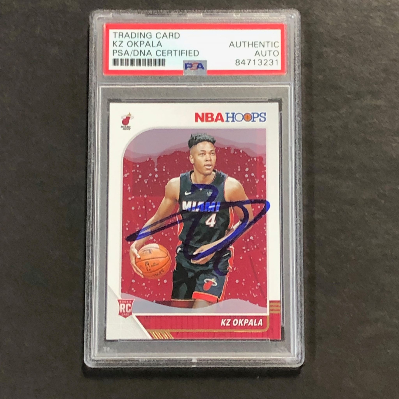 2019-20 NBA Hoops #226 KZ Okpala Signed Card AUTO PSA Slabbed Heat RC