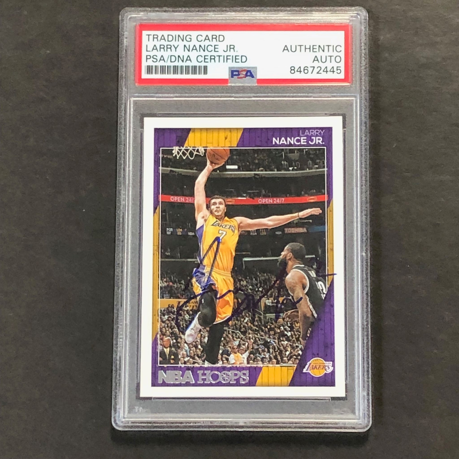 2016-17 NBA Hoops #73 Larry Nance Jr. Signed Card AUTO PSA Slabbed Lakers