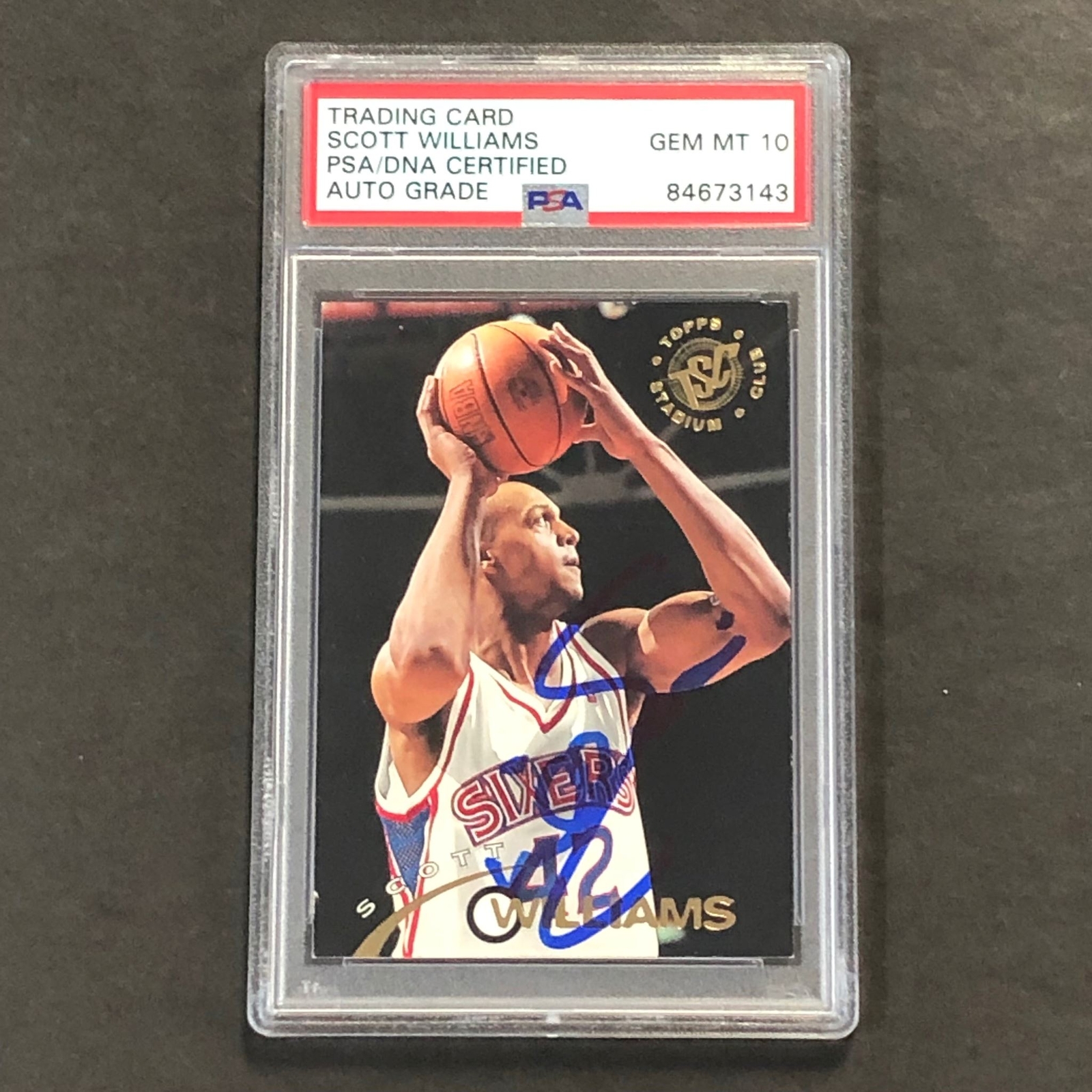 1994-95 Topps Stadium Club #272 Scott Williams Signed Card AUTO PSA Slabbed 76er