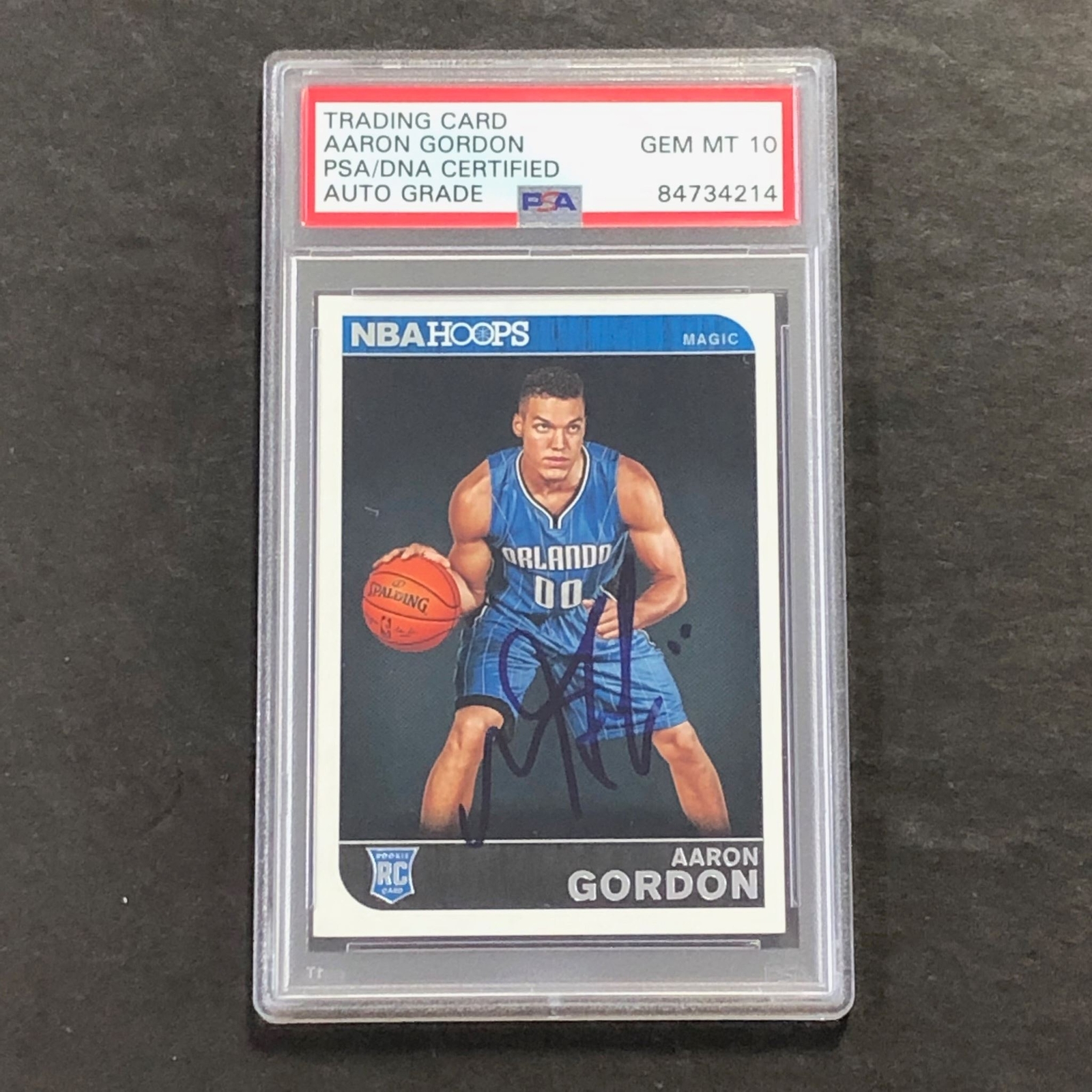 2014-15 NBA Hoops #264 Aaron Gordon Signed Card AUTO 10 PSA Slabbed RC Magic