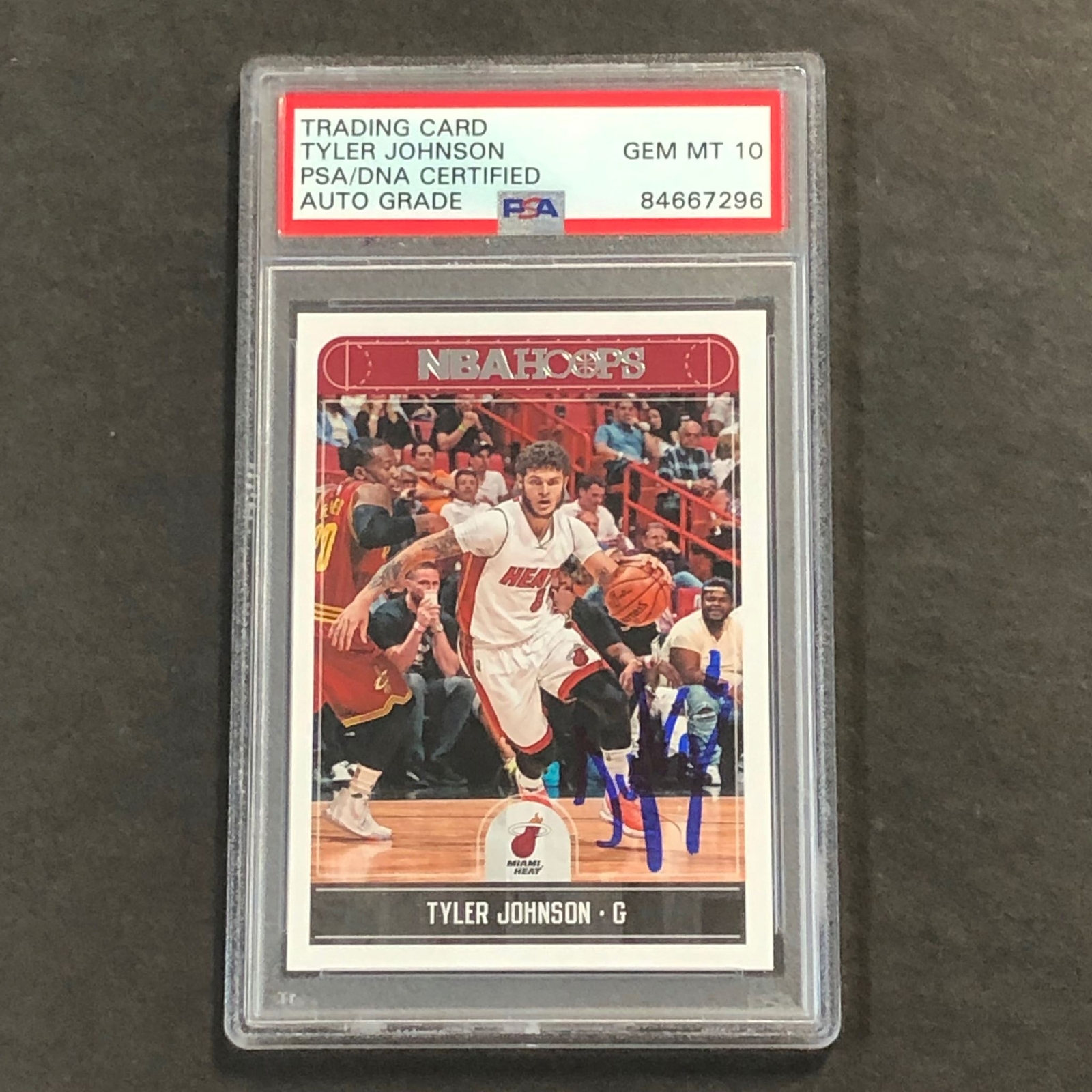 2017-18 NBA Hoops #68 Tyler Johnson Signed Card AUTO 10 PSA Slabbed Heat