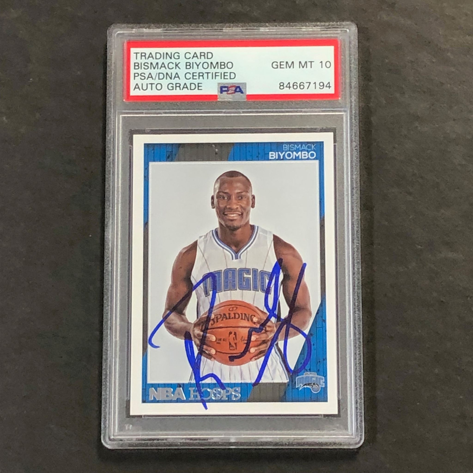 2016-17 NBA Hoops #114 Bismack Biyombo Signed Card AUTO GRADE 10 PSA Slabbed Mag