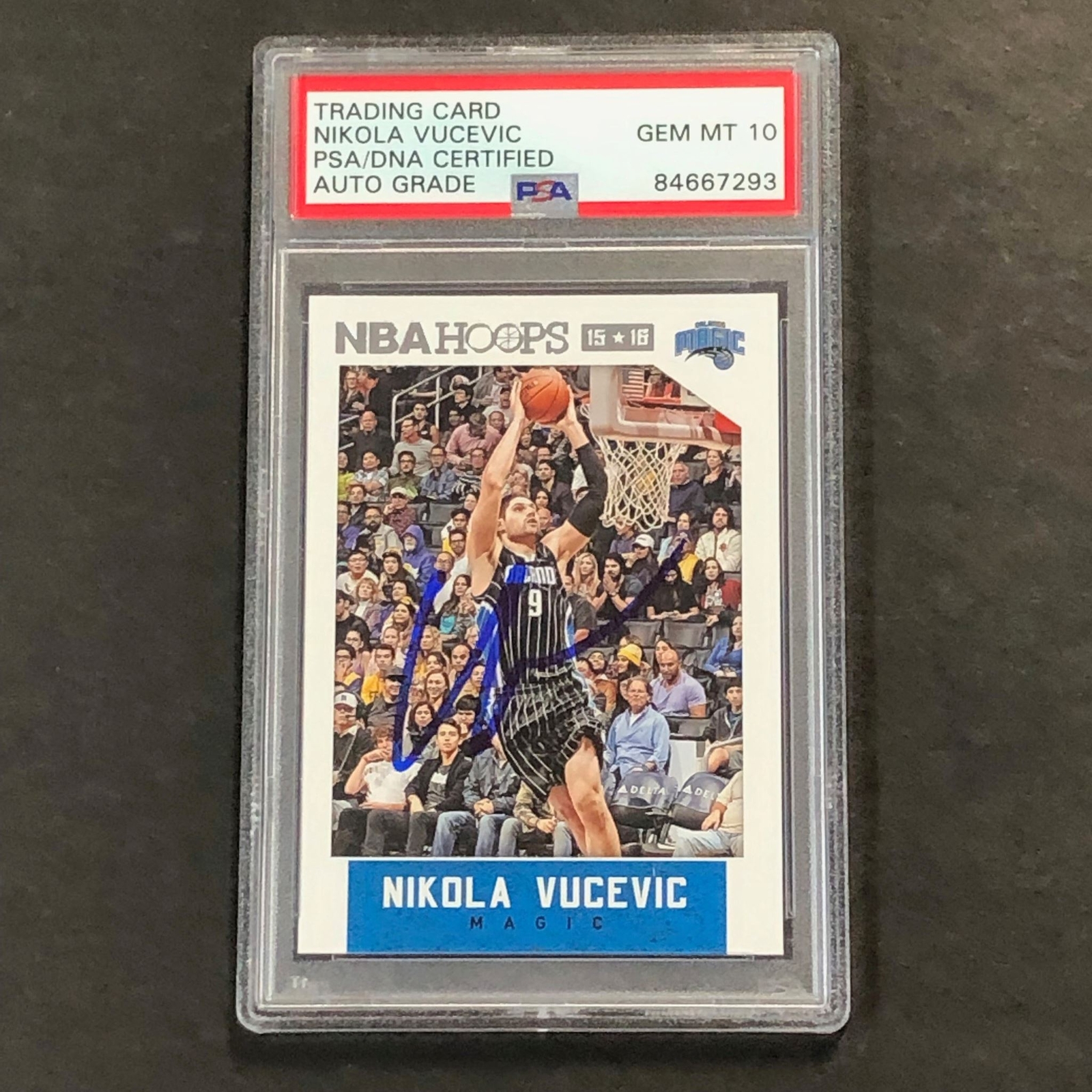 2015-16 NBA Hoops #116 Nikola Vucevic Signed Card AUTO GRADE 10 PSA Slabbed Magi