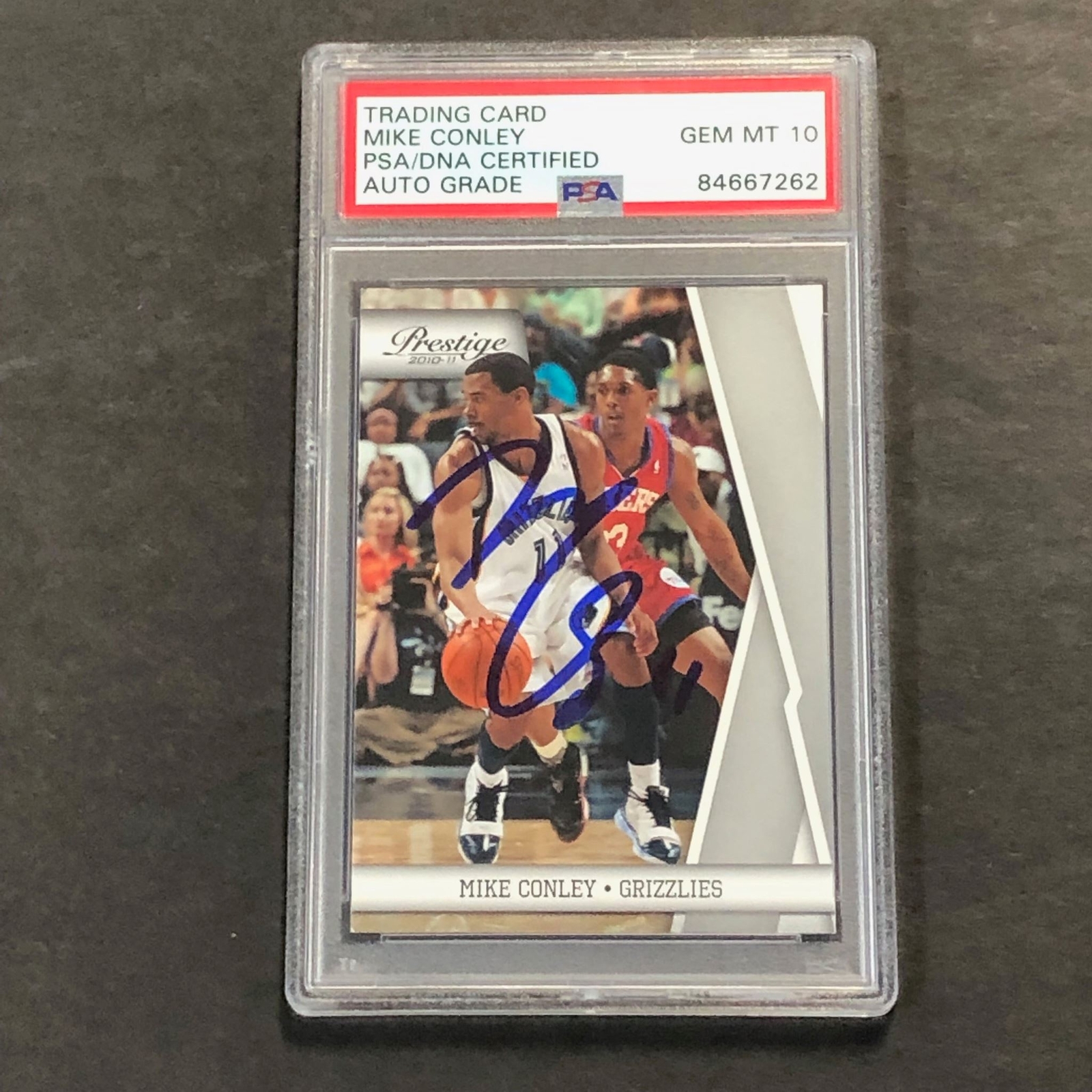 2010-11 Panini Prestige #54 Mike Conley signed Auto GRADE 10 Card PSA/DNA Slabbe