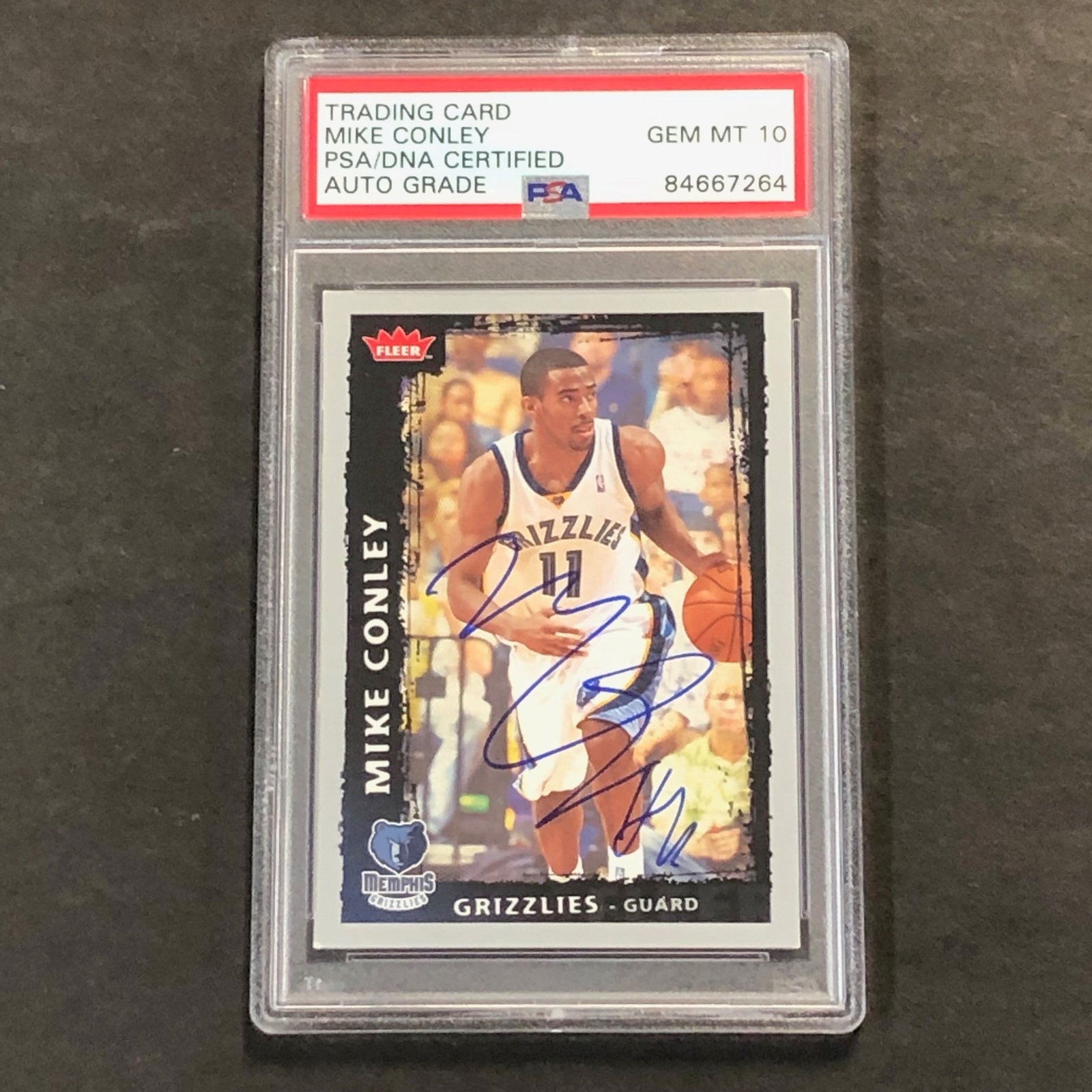 2009 Fleer #189 Mike Conley signed Auto GRADE 10 Card PSA/DNA Slabbed Grizzlies