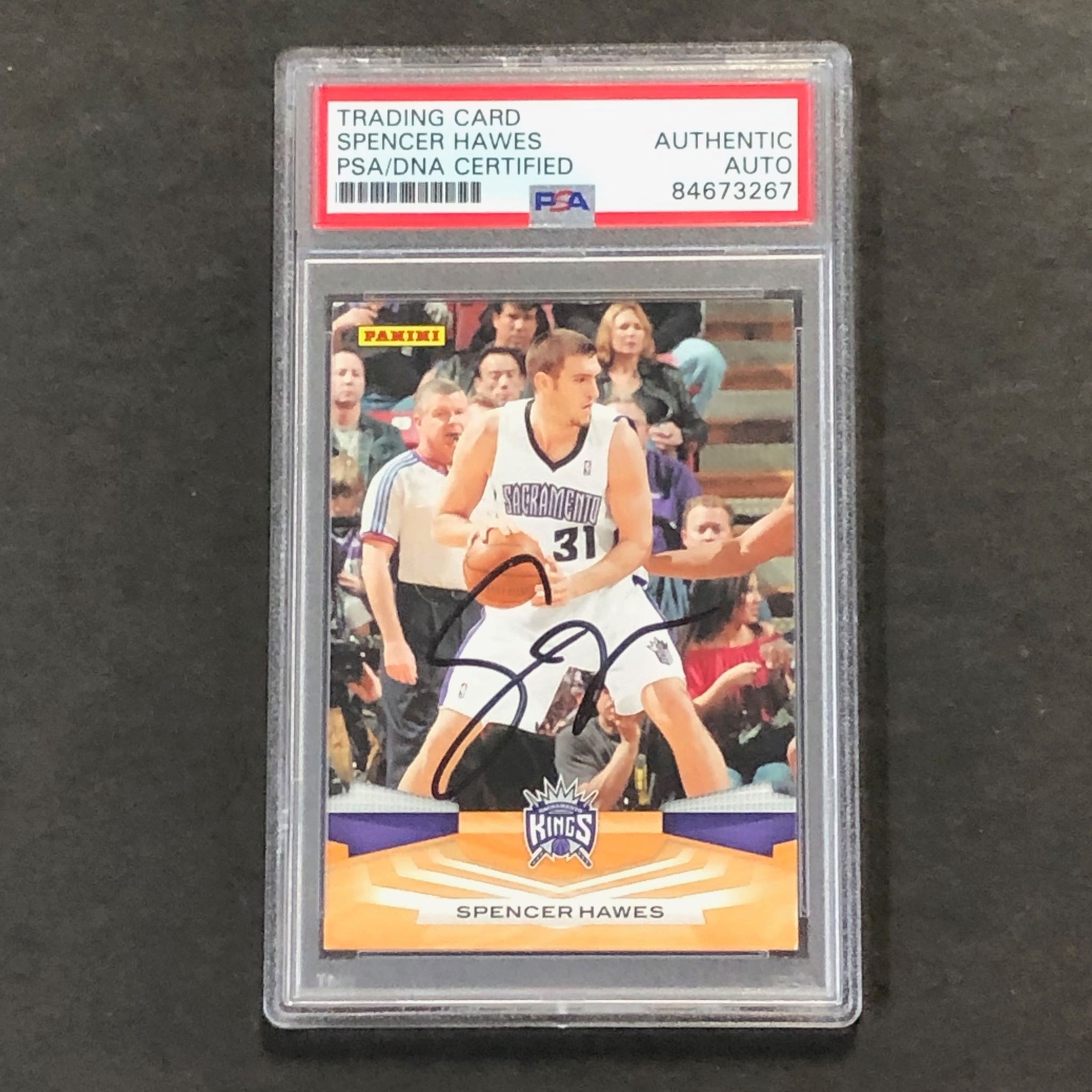 2009-10 Panini #300 Spencer Hawes Signed Card AUTO PSA/DNA Slabbed Kings