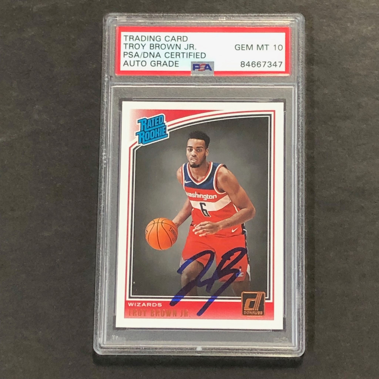 2018-19 Panini Optic #192 TROY BROWN JR. Signed Card AUTO GRADE 10 PSA RC Rookie