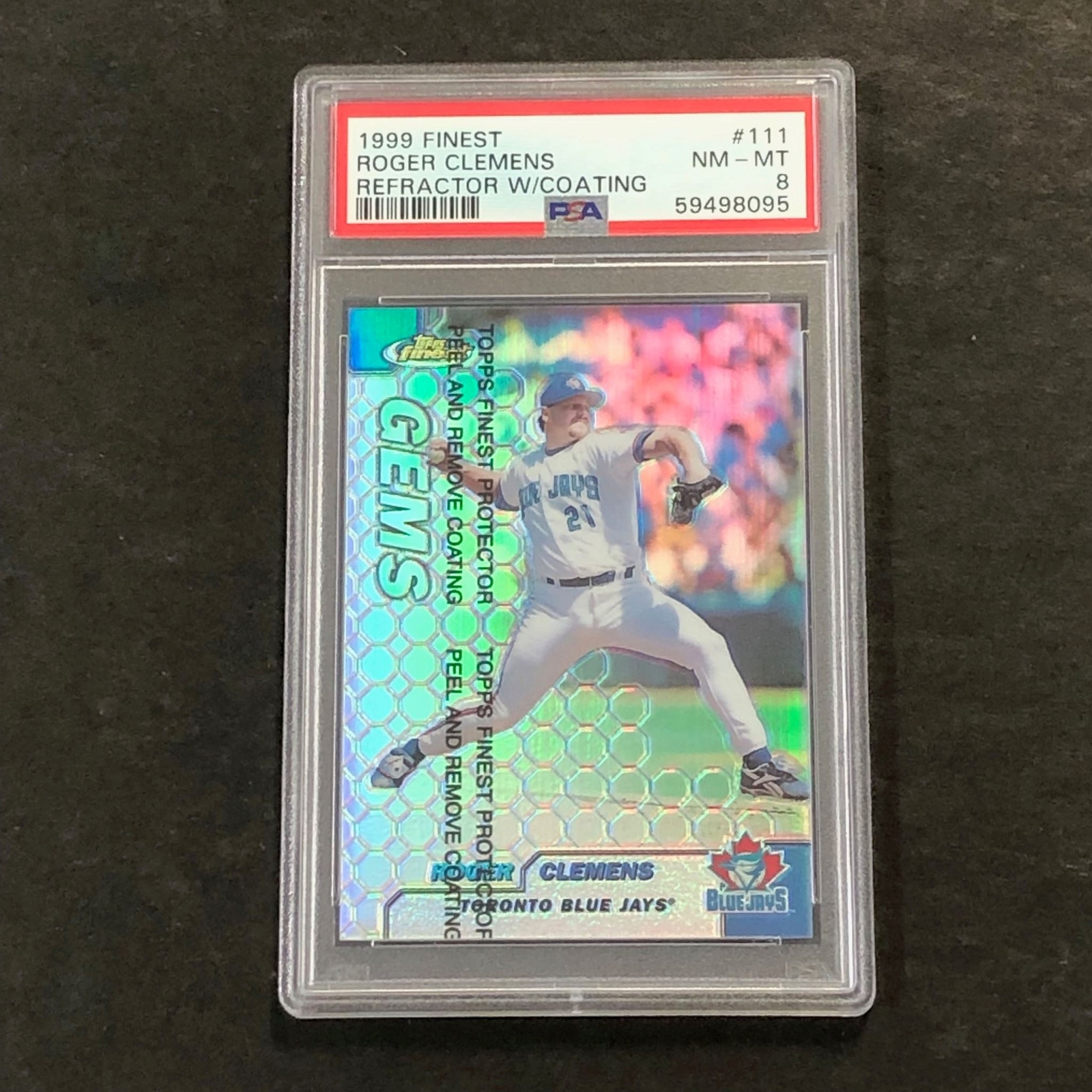 1999 Finest #111 Roger Clemens PSA 8 NM-MT Refractor W/Coating
