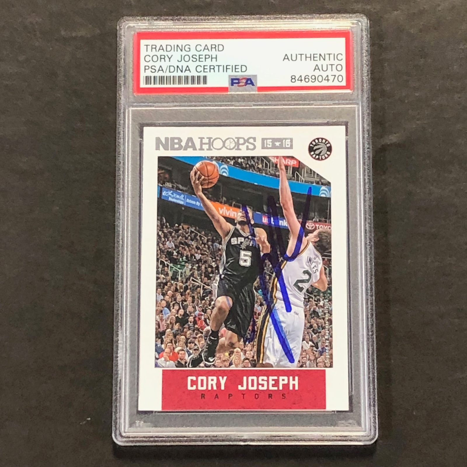 2015-16 NBA Hoops #207 Cory Joseph Signed Card AUTO PSA Slabbed Raptors