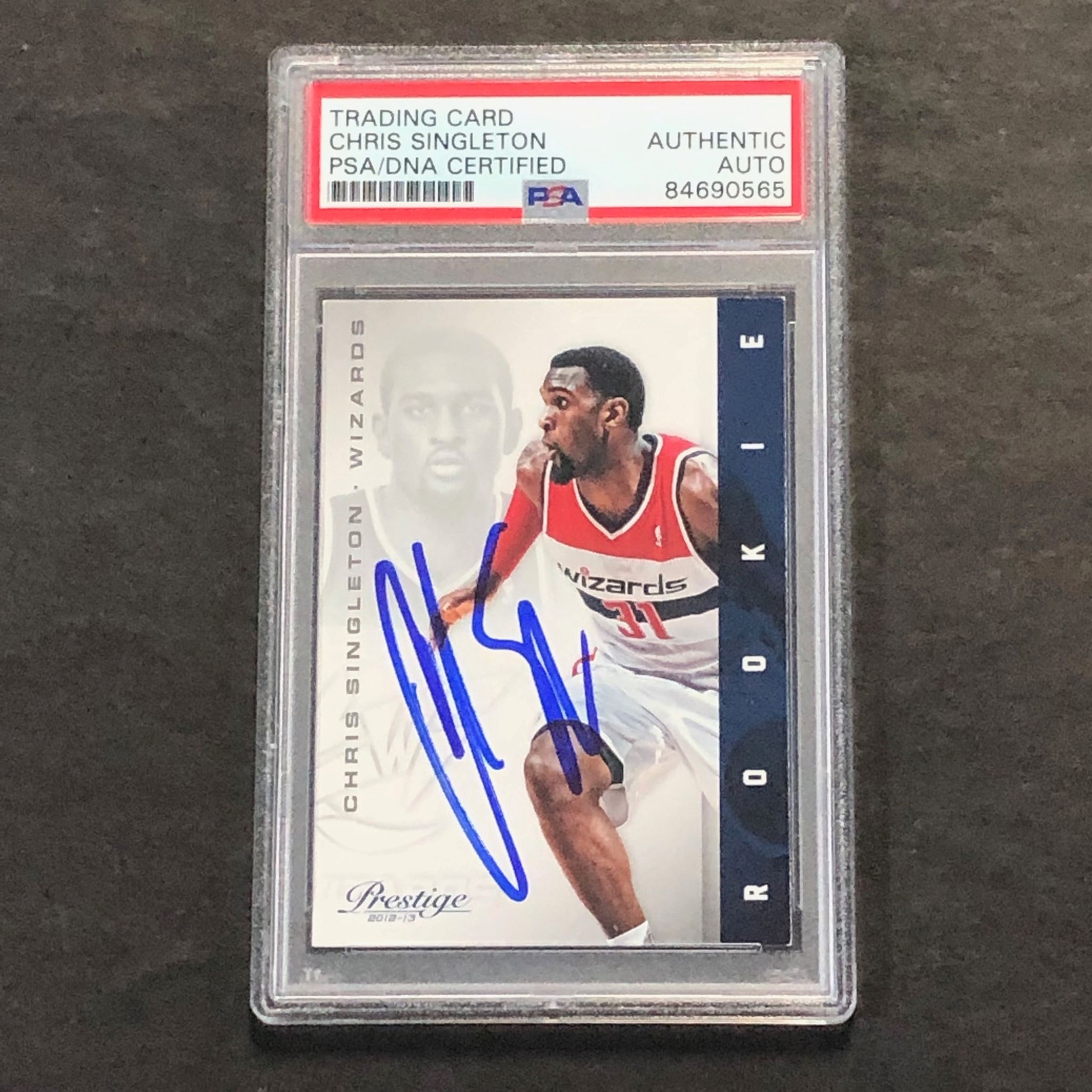 2012-13 Panini Prestige #179 Chris Singleton Signed Card AUTO PSA Slabbed RC Wiz