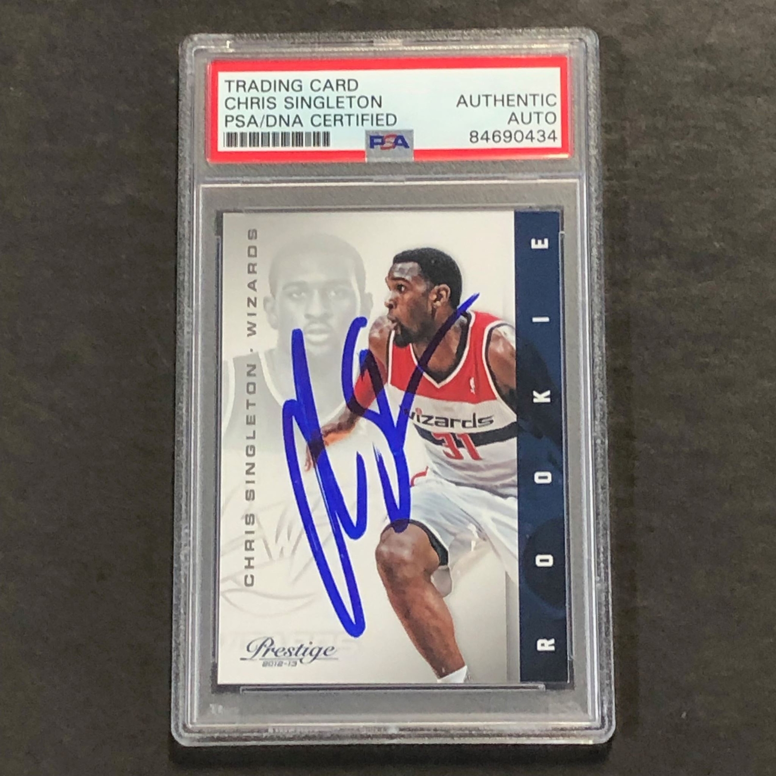 2012-13 Panini Prestige #179 Chris Singleton Signed Card AUTO PSA Slabbed RC Wiz
