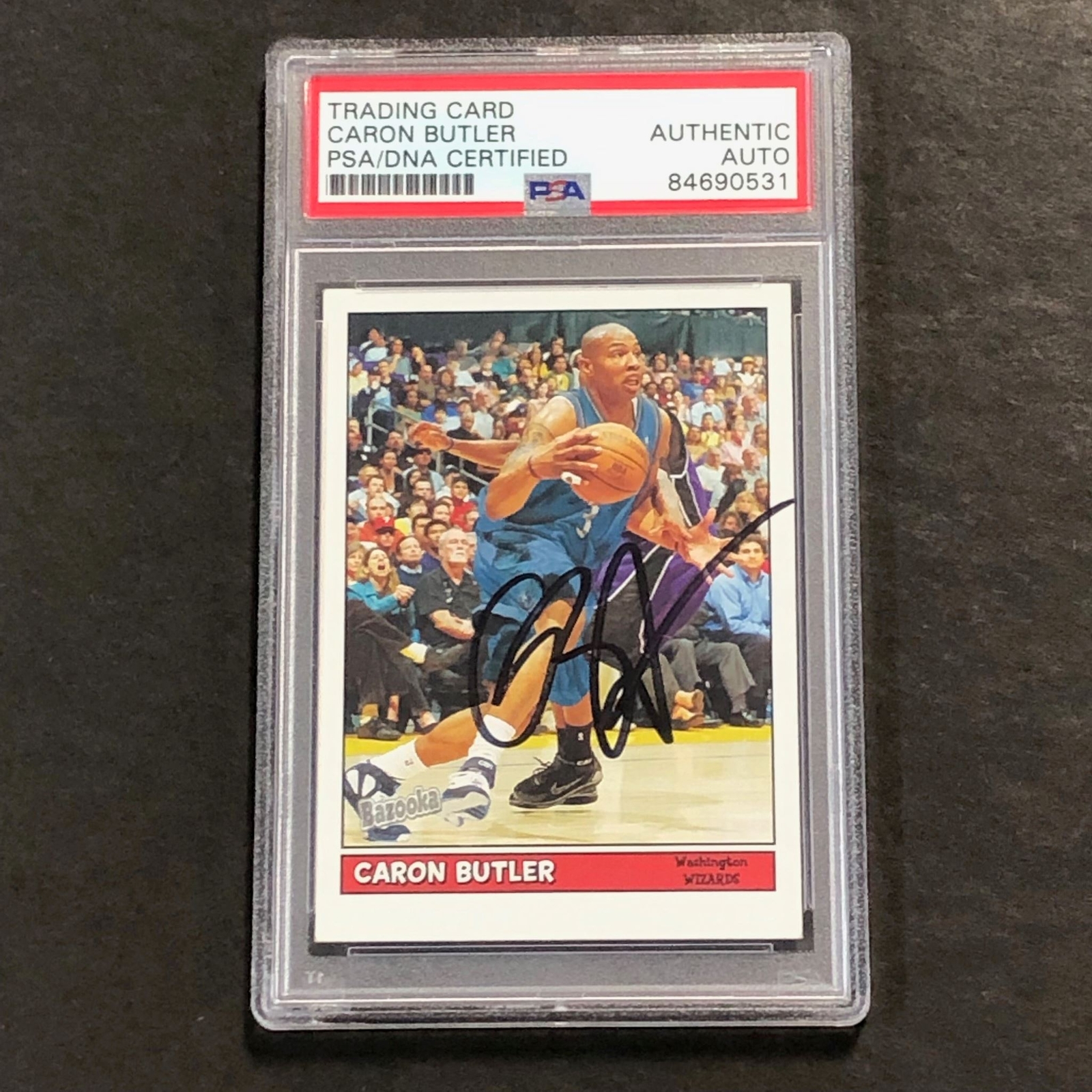2007-08 Bazooka Basketball #58 Caron Butler Signed Card AUTO PSA Slabbed Wizards