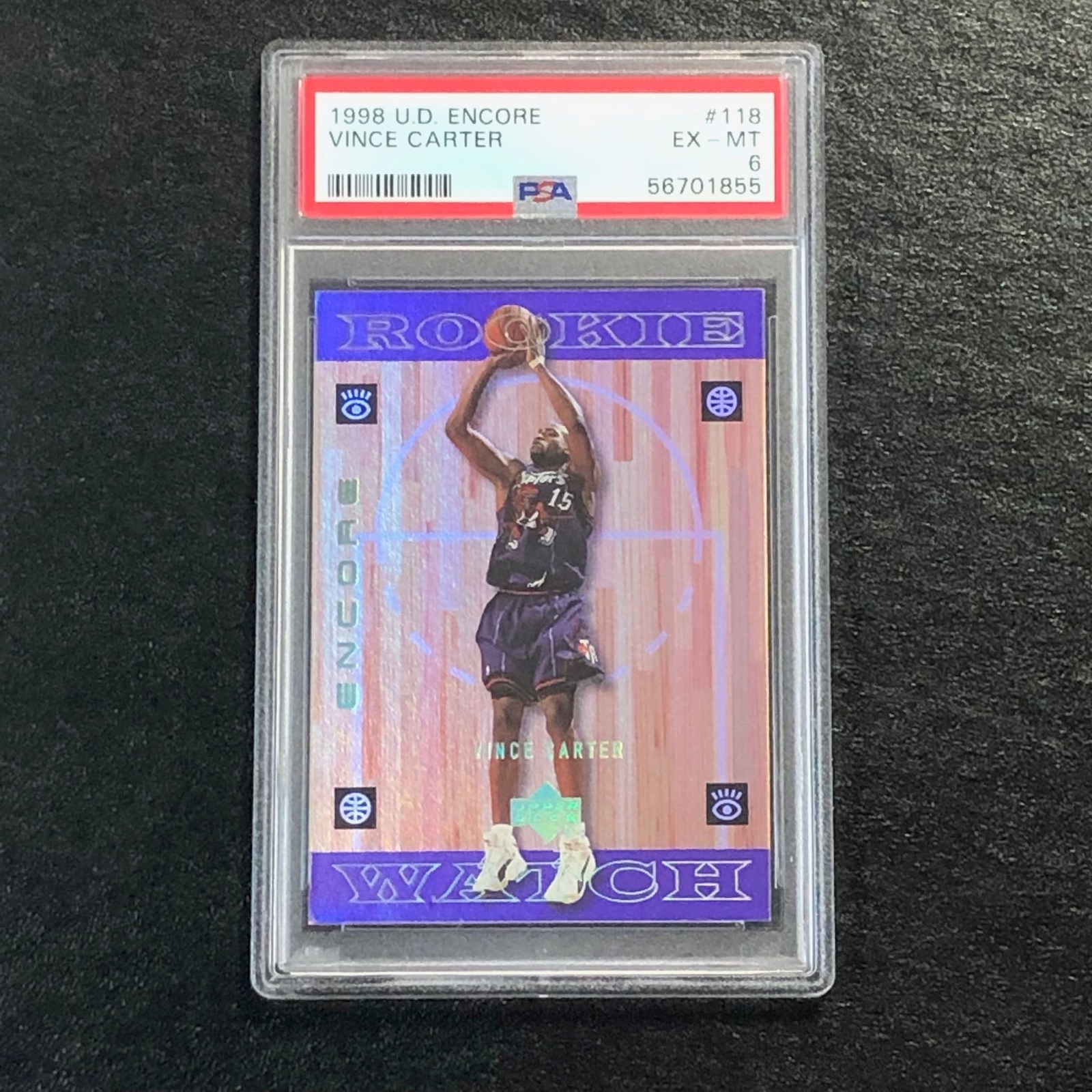 1998 U.D. Encore #118 Vince Carter PSA 7 EX-MT RC Raptors