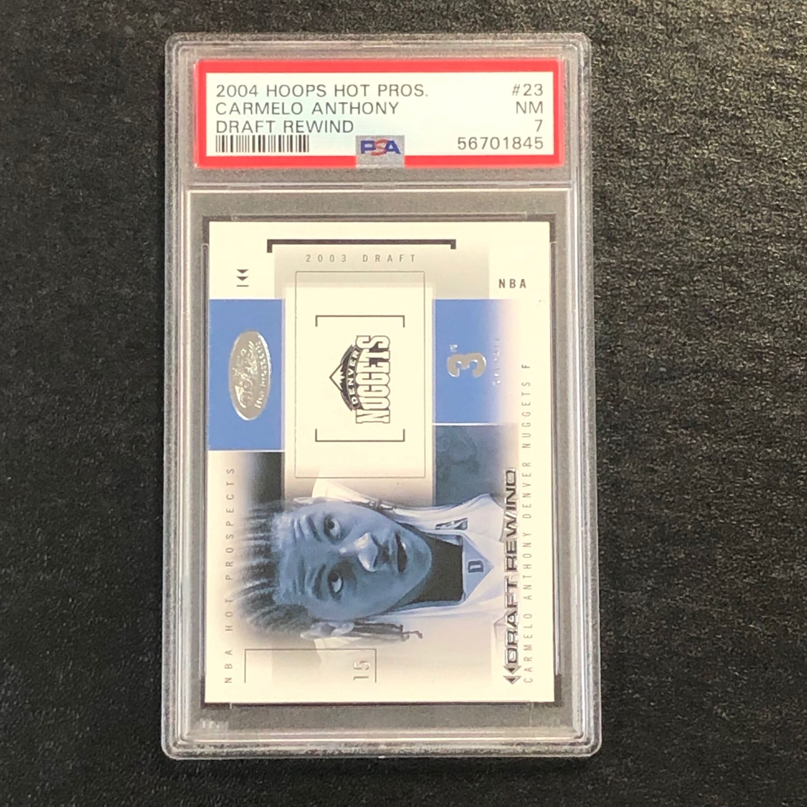 2004 Hoops Hot Pros Draft Rewind #23 Carmelo Anthony PSA 7 NM Nuggets