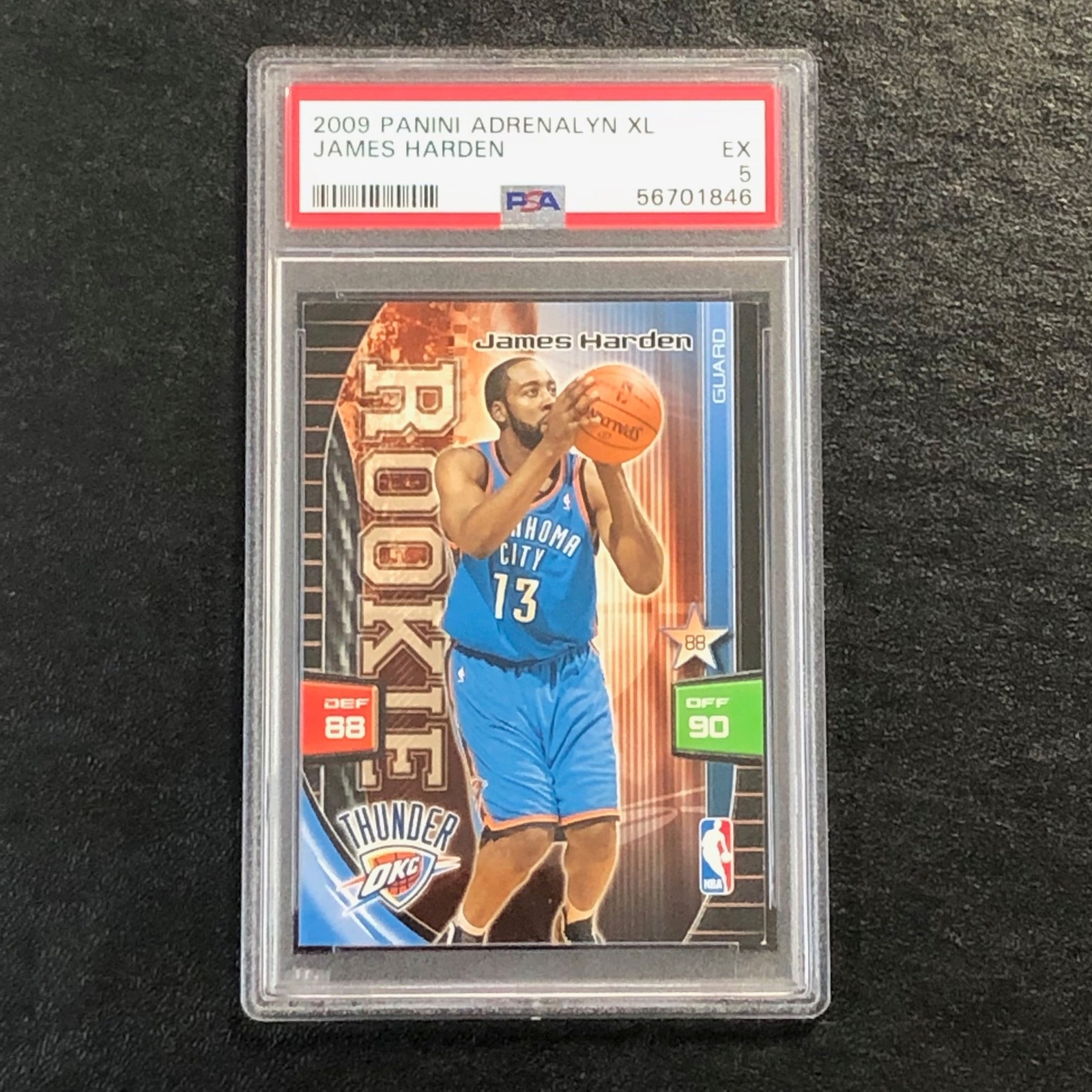 2009 Panini Adrenal XL James Harden PSA 5 EX RC Thunder