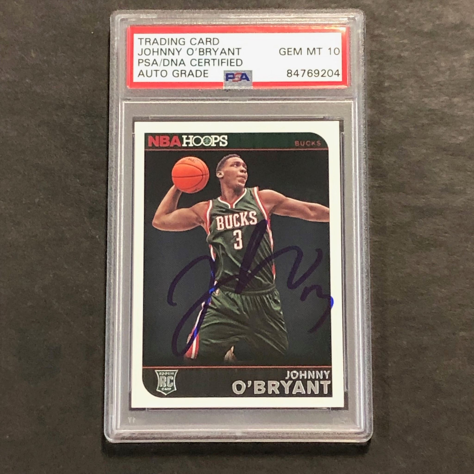 2014-15 NBA Hoops #290 Johnny O'Bryant Signed Card AUTO 10 PSA/DNA Slabbed RC Bu