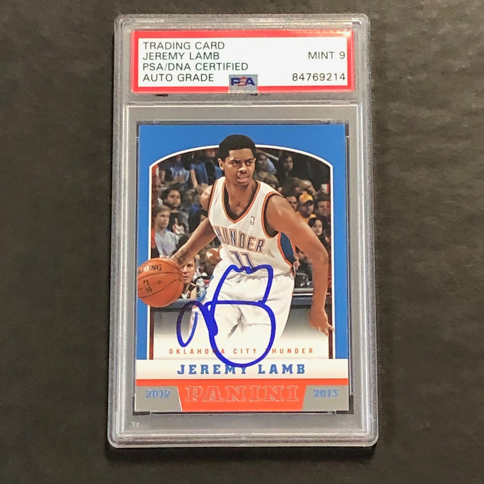 2013-14 Panini Basketball #284 Jeremy Lamb Signed Card AUTO 9 PSA Slabbed Thunde