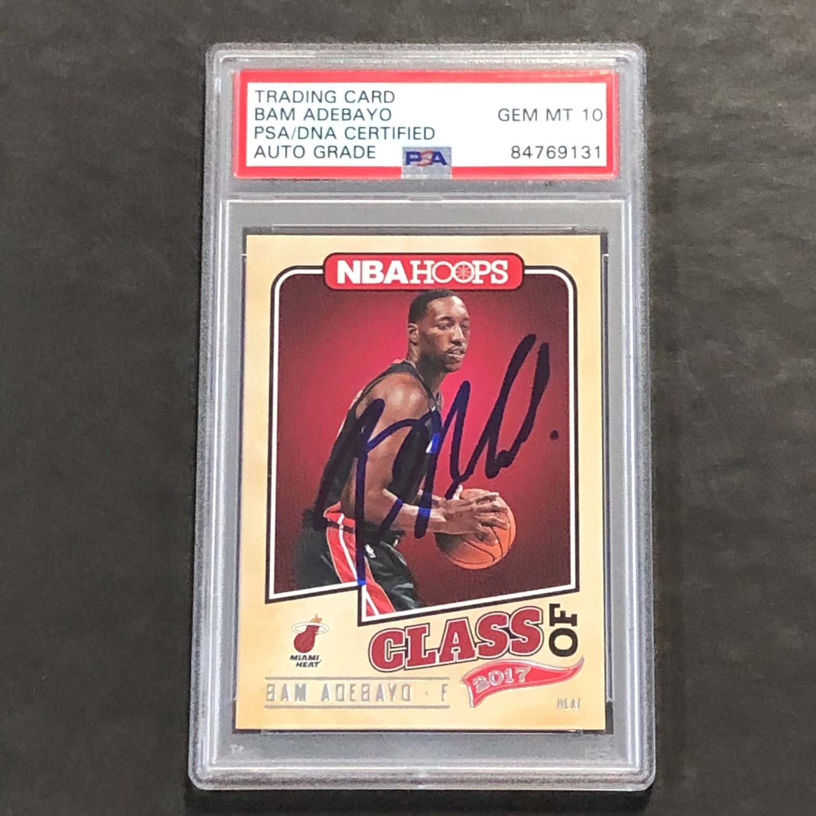 2017-2018 NBA HOOPS Class of 2017 #14 BAM ADEBAYO Signed Card AUTO 10 PSA Slabbe