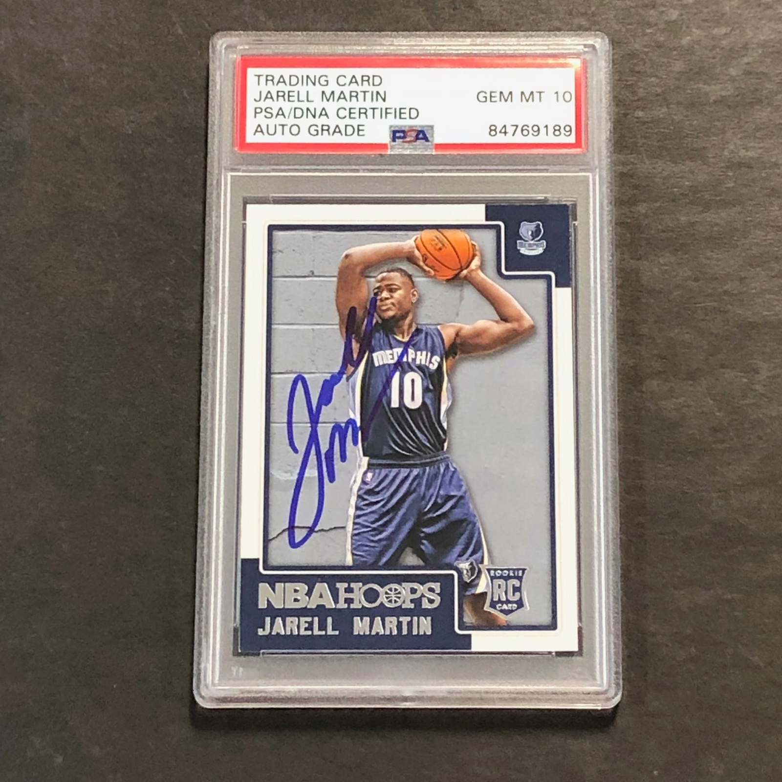 2015-16 NBA Hoops #266 Jarell Martin Signed Card AUTO 10 PSA Slabbed RC Grizzlie