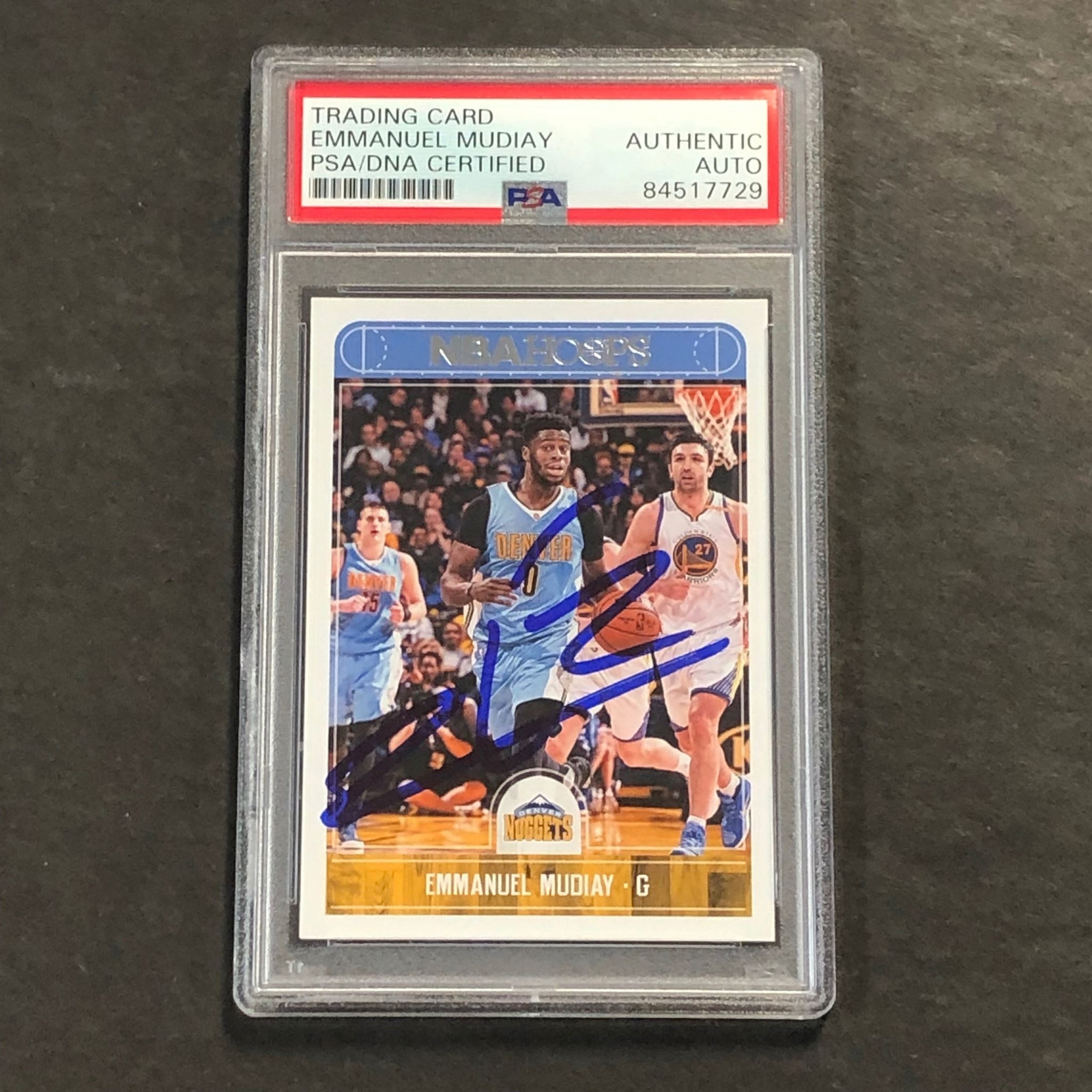 2017-18 Panini NBA Hoops #143 Emmanuel Mudiay Signed Card AUTO PSA Slabbed Nugge