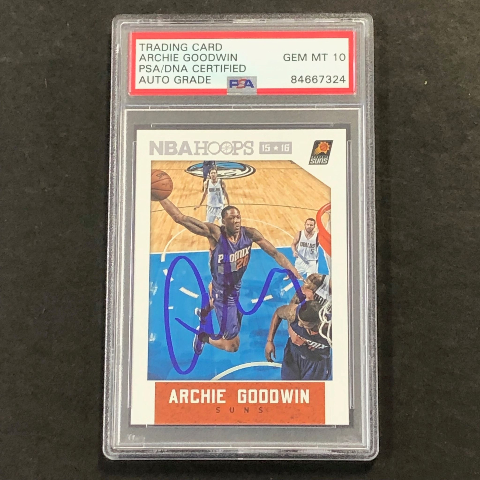 2015-16 NBA Hoops #38 Archie Goodwin Signed Card AUTO 10 PSA Slabbed Suns