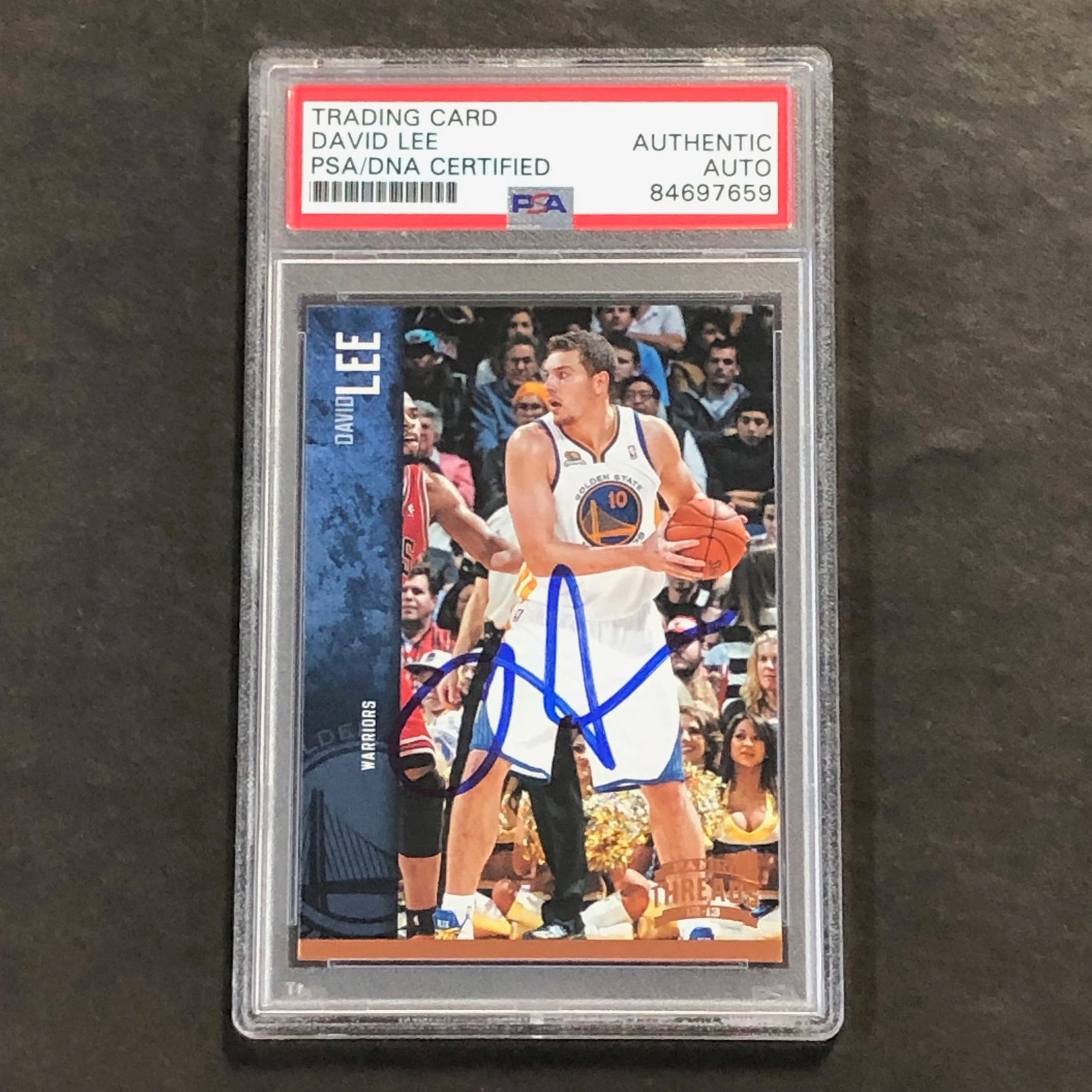 2012-13 Panini Threads #43 David Lee Signed Card PSA Slabbed Warriors