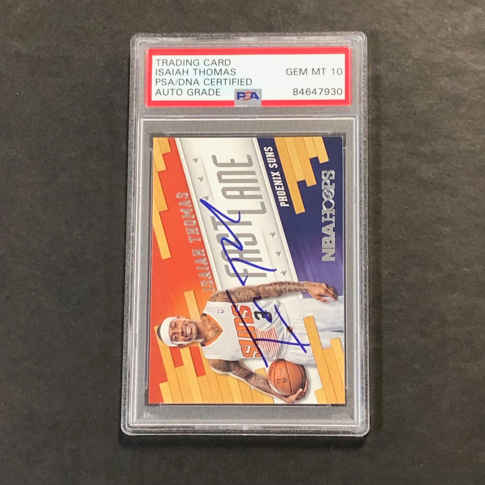 2014-15 NBA Hoops Fast Lane #13 Isaiah Thomas Signed Card AUTO Grade 10 PSA Slab