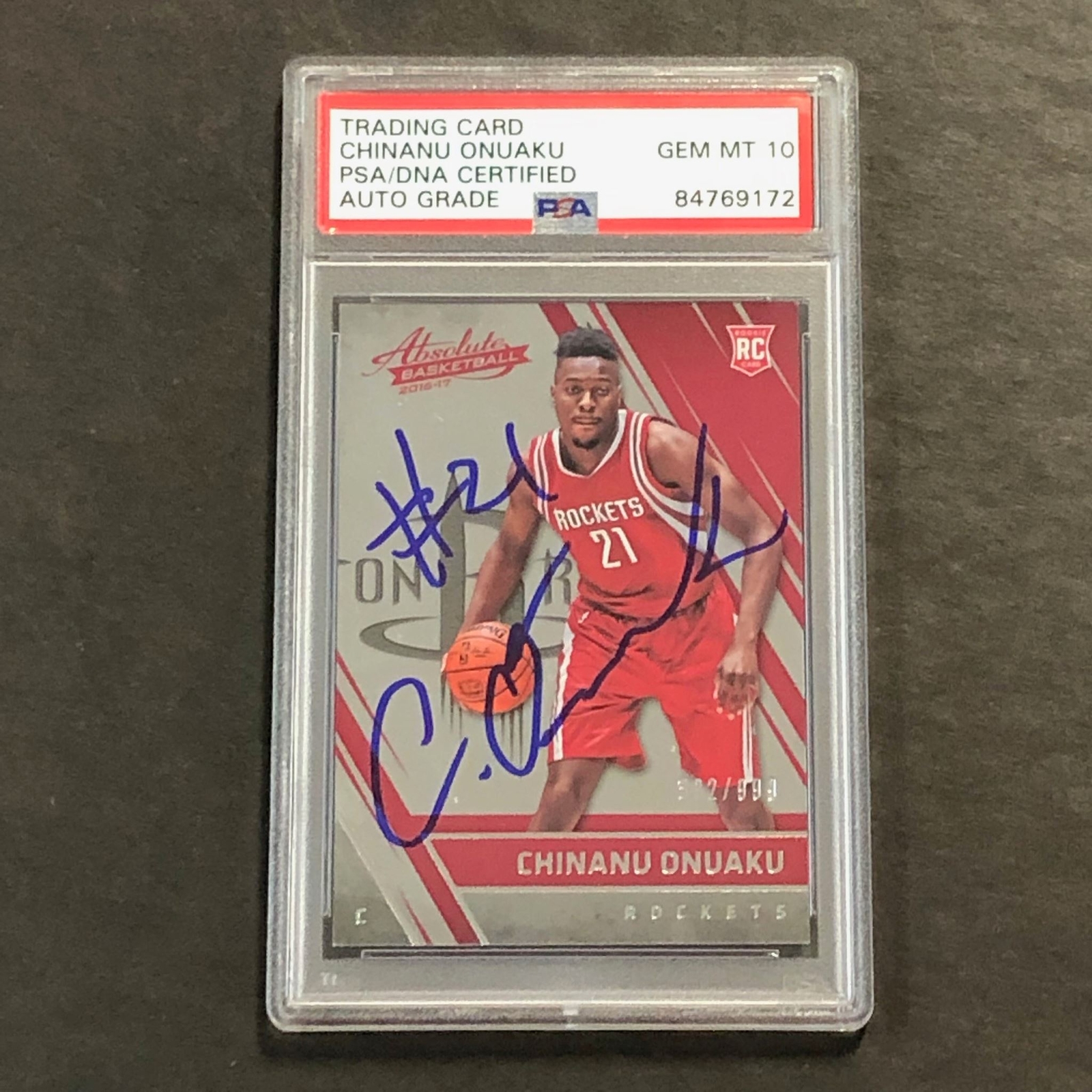 2016-17 Panini Absolute #196 Chinanu Onuaku Signed Card AUTO 10 PSA Slabbed RC R