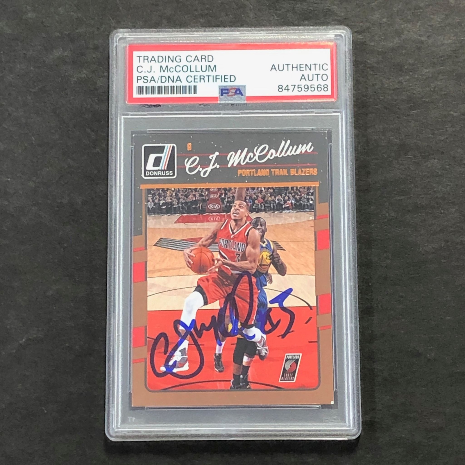 2016-17 Panini Donruss #130 CJ McCollum Signed Card AUTO PSA Slabbed Blazers