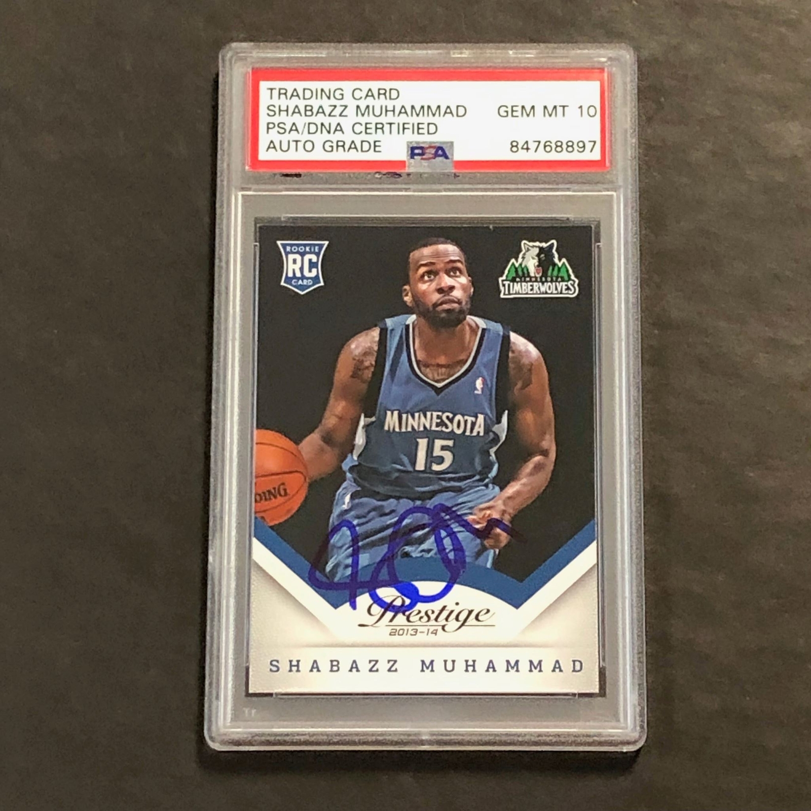 2013-14 Panini Prestige #174 Shabazz Muhammad Signed Rookie Card AUTO 10 PSA Sla